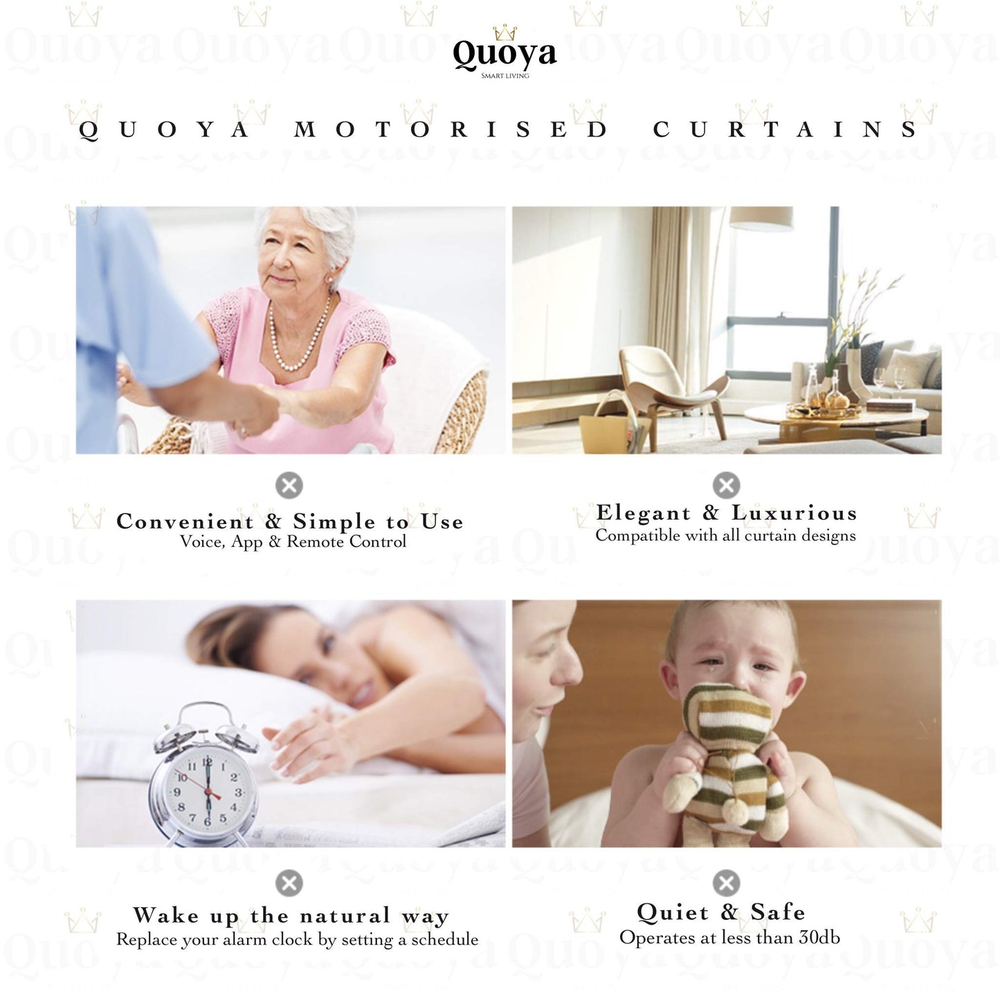 Quoya QL500 Smart Curtains System, Electric Curtain Track with Automated Rail【Motorized and Adjustable Tracks/Rod/Pole (up to 3.2 metres / 125 inches)】【Motor compatible with Alexa】