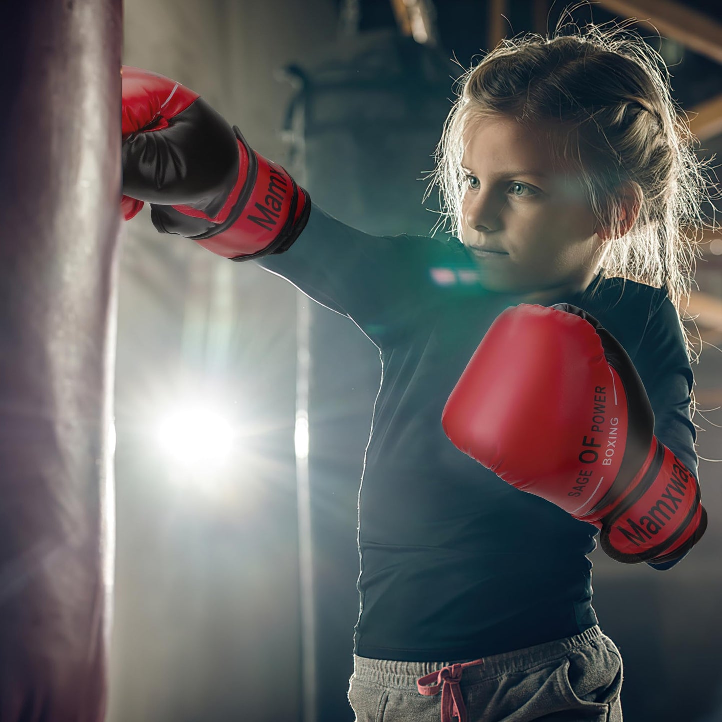 3-in-1 Boxing Gloves and Punching Mitts Set for Kids, Sports Boxing Gloves Pads with Hand Wraps, Kids Boxings Equipment Set for MMA Karate Muay Thai Taekwondo