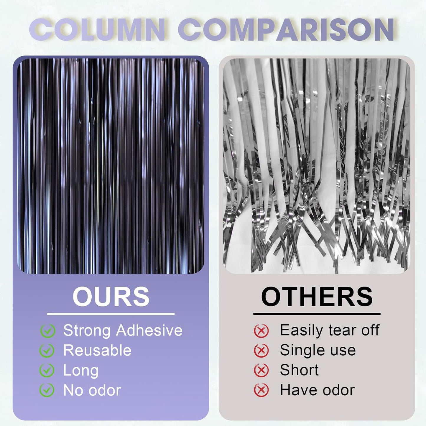 Voircoloria Matte Blue Foil Fringe Curtains - 3 Pack 3.3 x 8.2 ft Tinsel Streamers for Parties | Perfect for Graduation & Birthdays