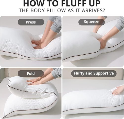 HUXMEYSON Body Pillow with Satin Pillowcase, Body Pillow for Adults, Removable Cover, Light Blue (20"x54")
