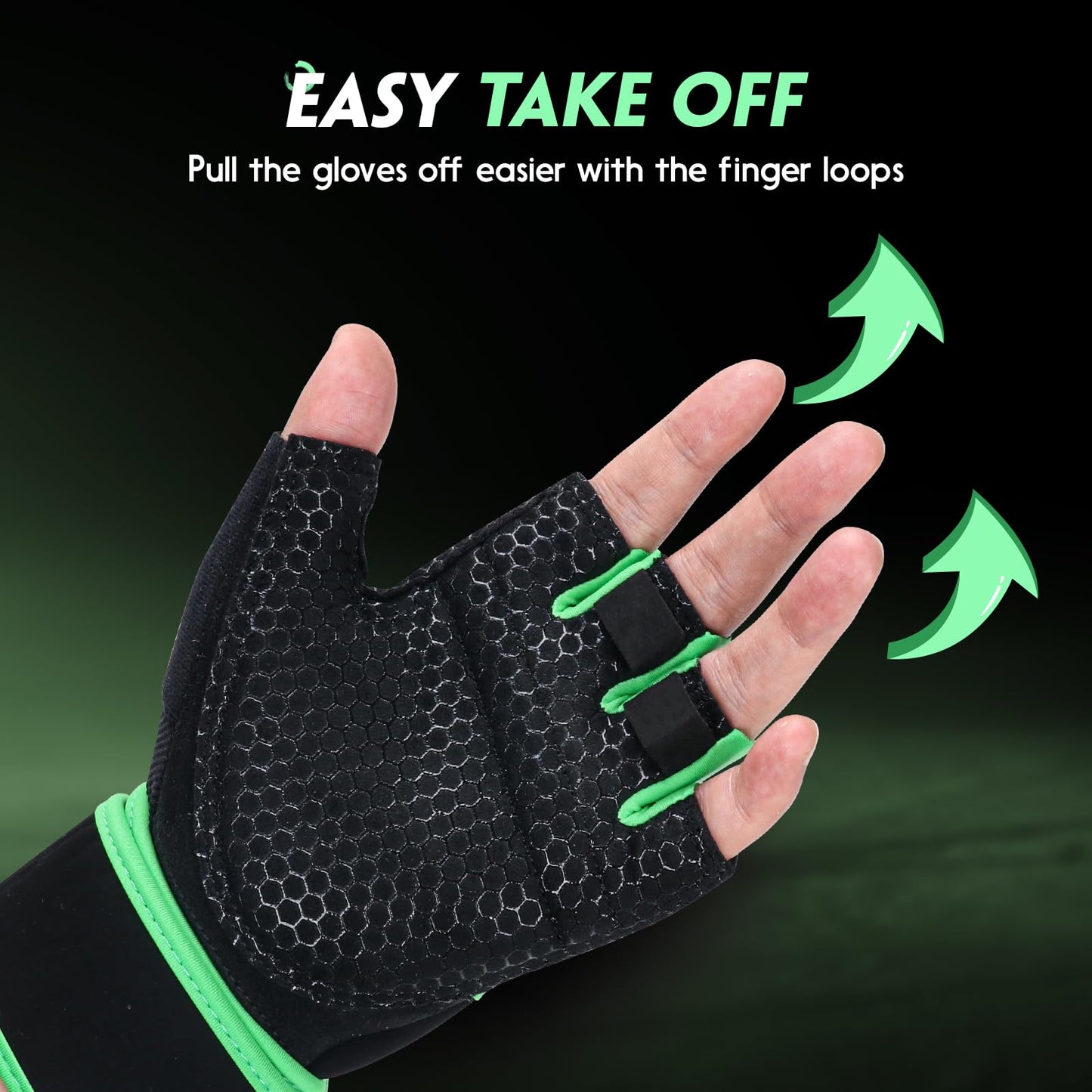 HTZPLOO Workout Gloves Gym Gloves Weight Lifting Gloves for Men with Full Palm Pad,Strong Wrist Wraps Support,Enhanced Grip,for Fitness,Training,Weightlifting,Exercise (Green,Small)