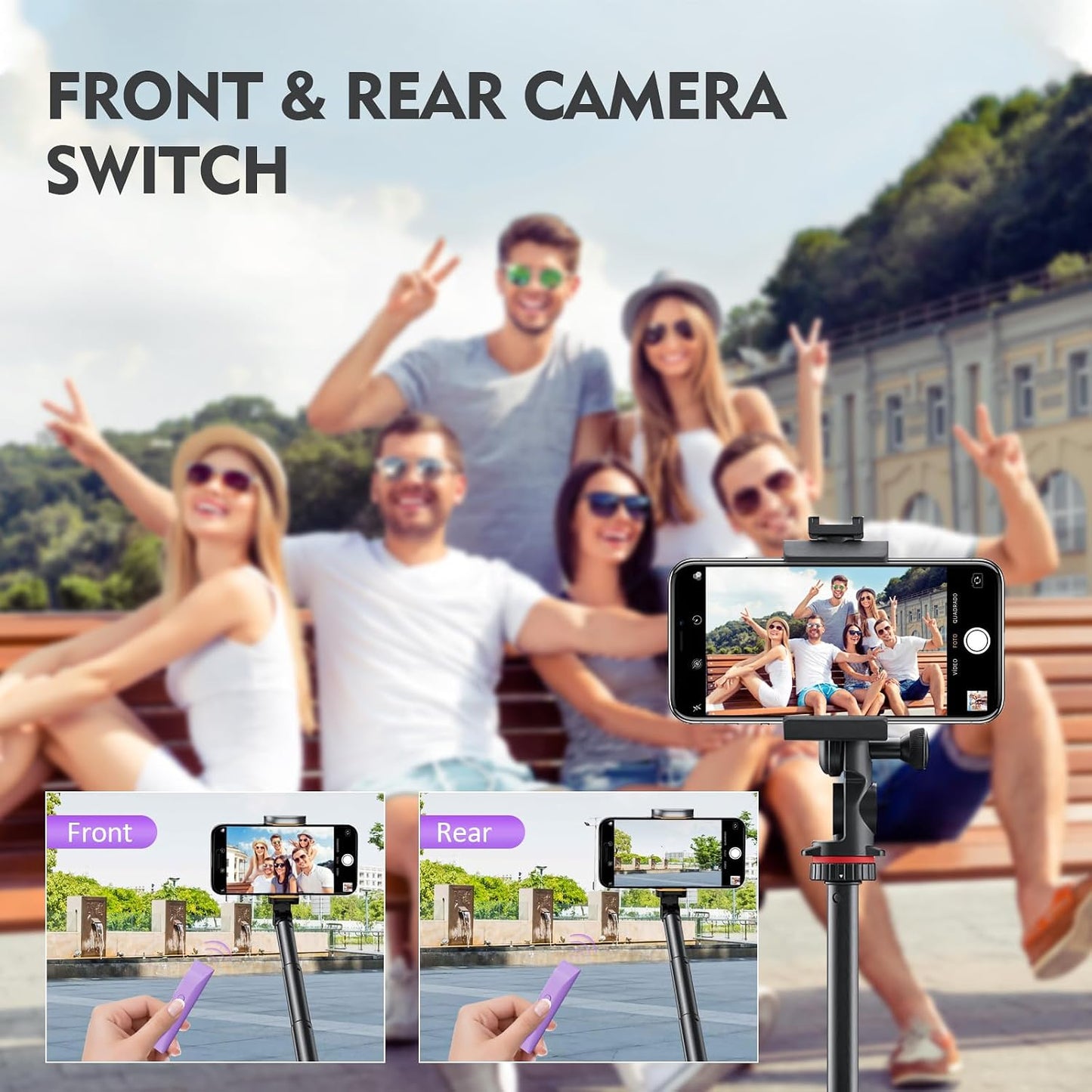 RIOFOGO Wireless Camera Remote Control with Zoom in/Out for Android & iPhone,Versatile Shutter with Front/Rear Camera