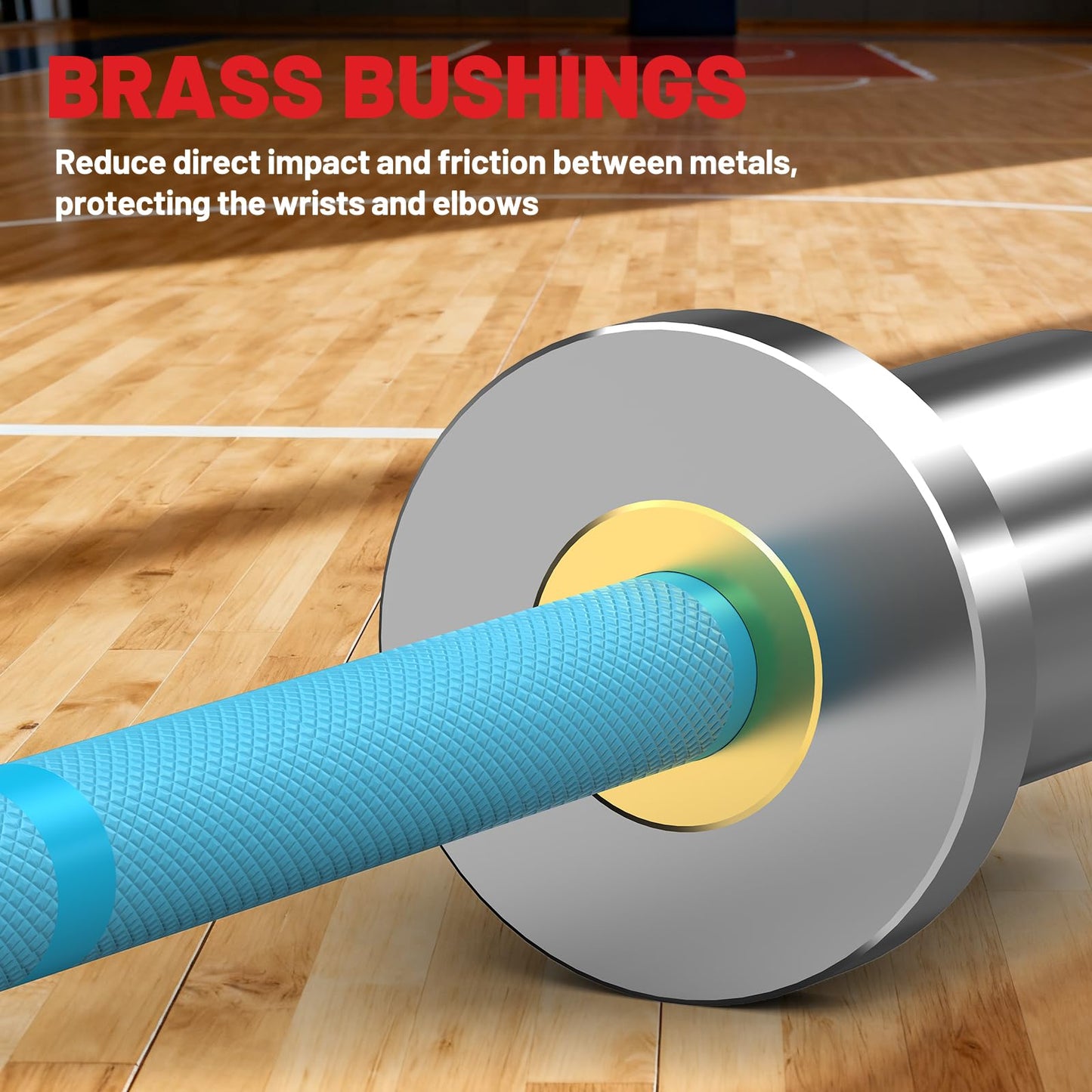 PAPABABE 5LB Mini Barbell Bar 4ft Technique Training Barbell For Beginner Women kid 2-inch Plate Barbell for Home Gym Fitness Blue-Silver