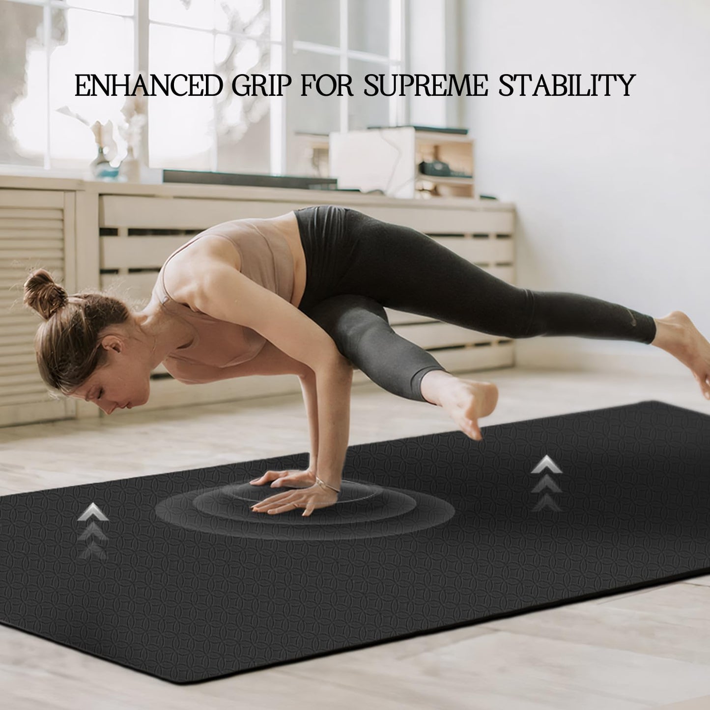 VTORY Extra Large Yoga Mat 6'x 4'x 8mm (1/3in) Thick Exercise Mat for Men and Women, Non-Slip, Durable Workout Mat for Home Workout, Yoga, Pilates, Stretching (Black)