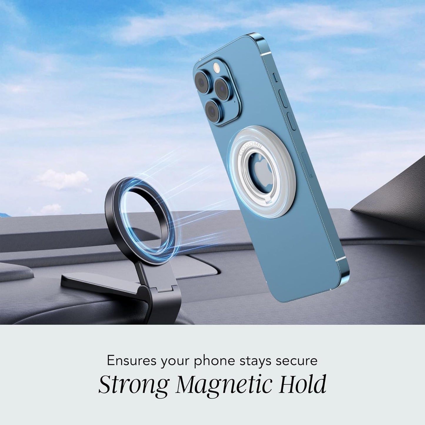 COCOMII 360 Magnetic Phone Ring Holder for MagSafe, Rotation Finger Grip Stand, Matte White