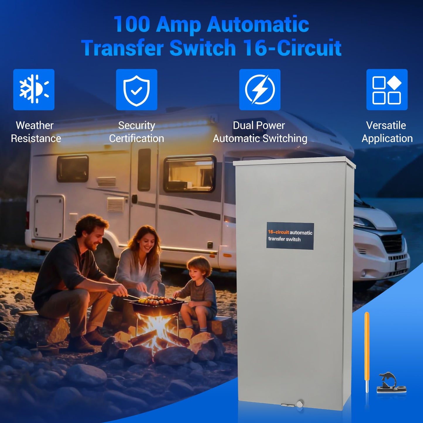 100 Amp Transfer Switch Replacement for Generac REXG16EZA3, 16-Circuit 100 Amp Automatic Transfer Switch with NEMA 3R Protection Enclosure, Suitable for Indoor and Outdoor Use