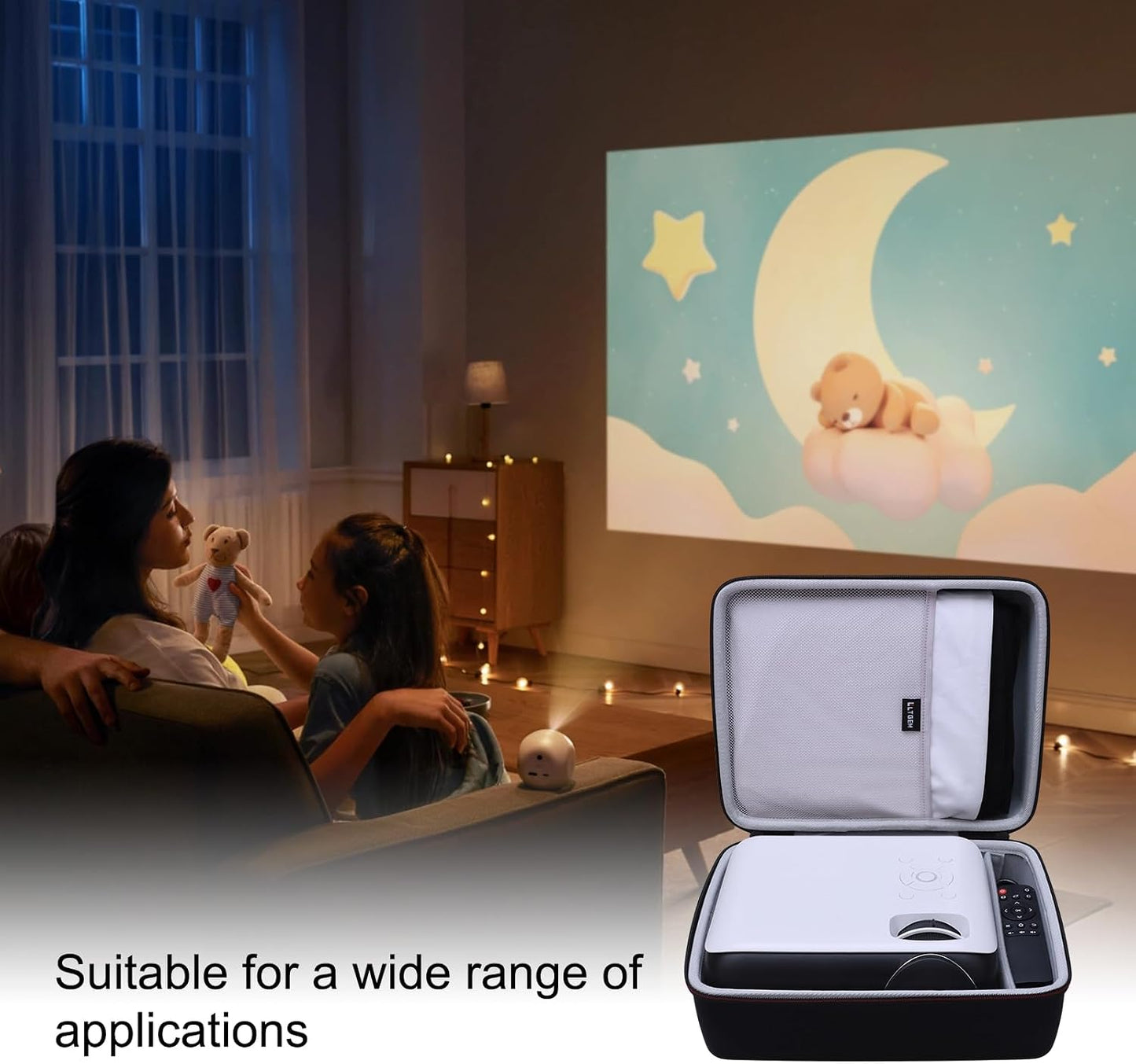 1080P LTGEM Mini Projector Case Compatible with HAPPRUN Native Bluetooth Mini Projector, Black(Case Only)