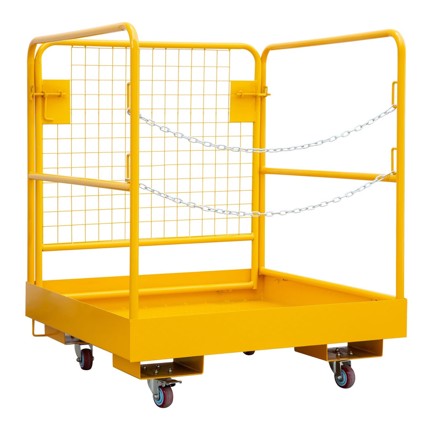 MilleLoom 36x36 Inch Collapsible Forklift Man Basket, Safety Cage Work Platform with 4 Wheels, 1200 lbs Load Capacity for Aerial Work and Lifting