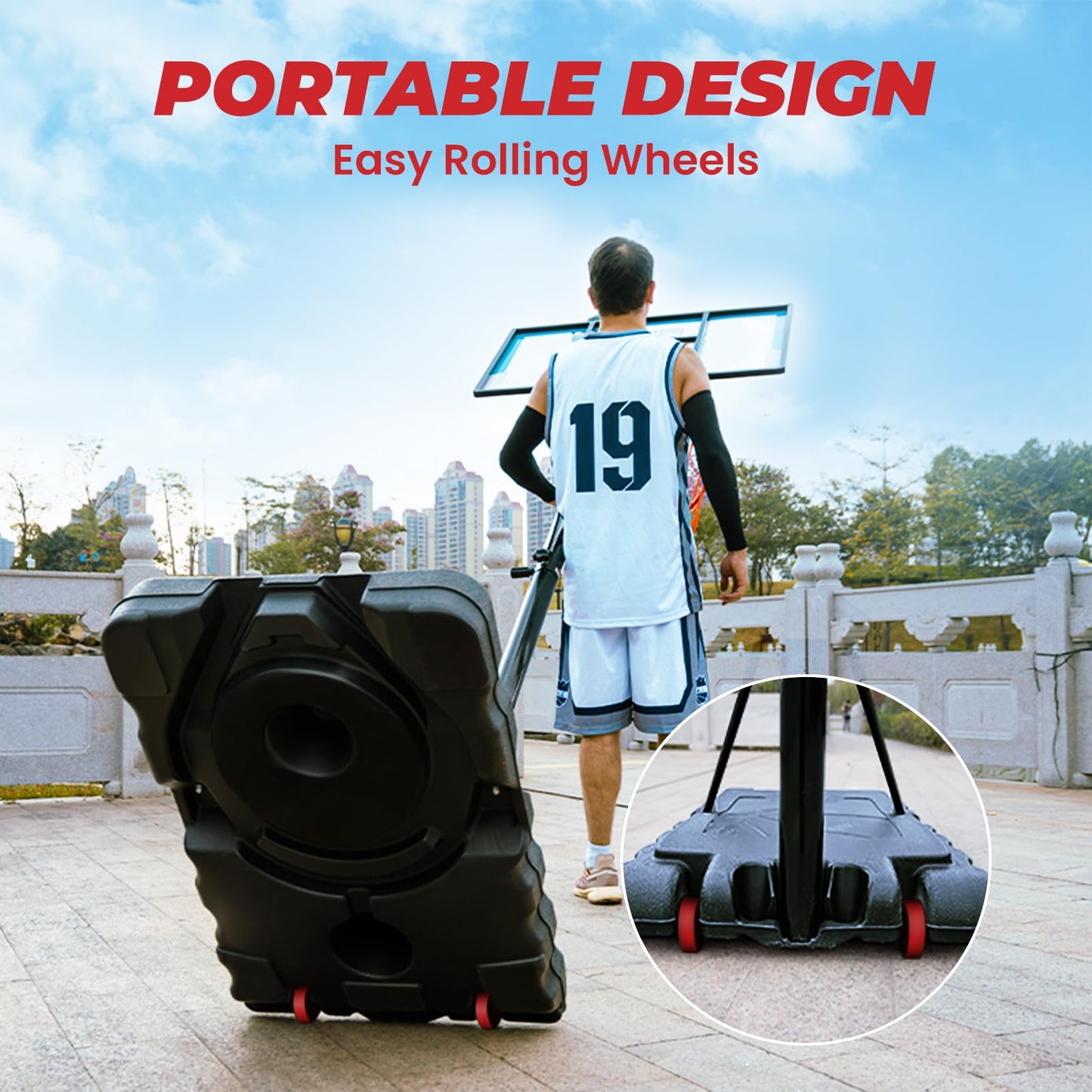 IGL Portable Basketball Hoop, 5.6-10FT Adjustable Basketball Goal System, 44 Inch Outdoor Basketball Hoop & Goals for Kids, Youth, and Adults in The Backyard, Driveway with PC Backboard (Black)