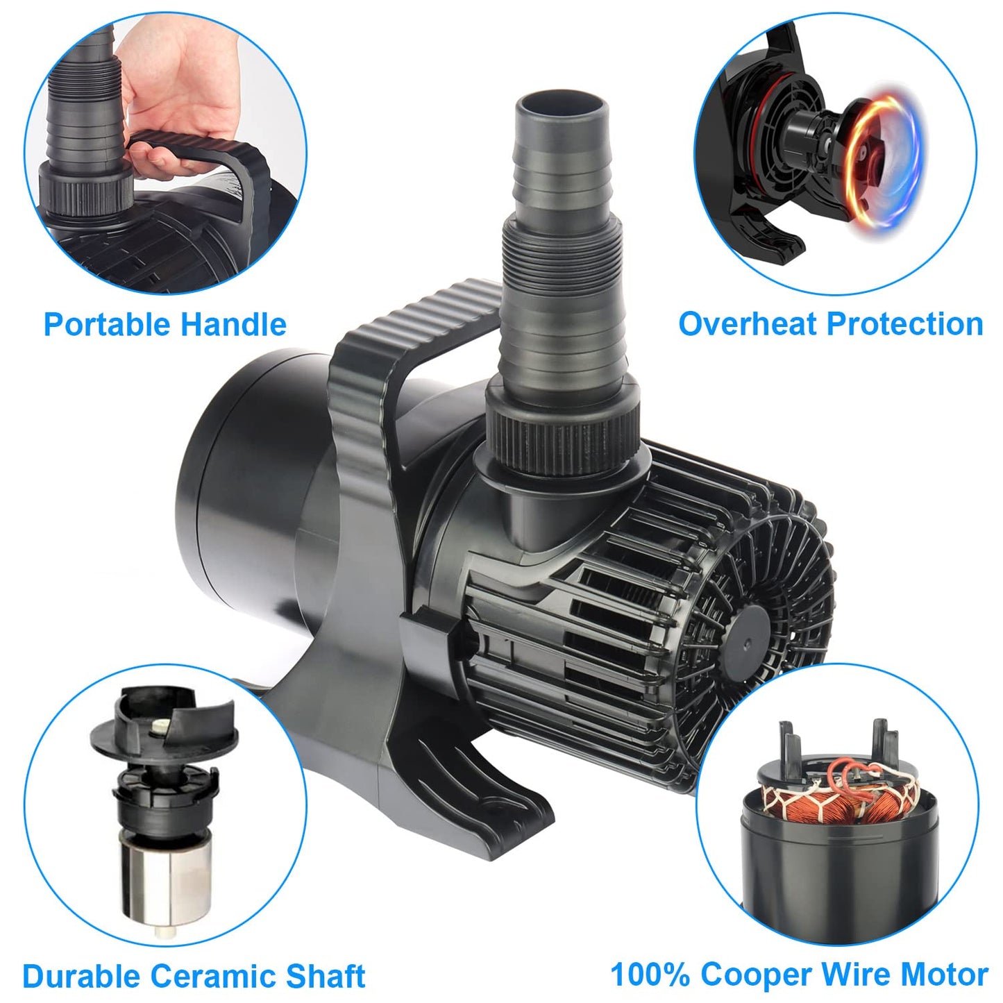 OYO WATER Outdoor Large 3900gph-230W 32.8FT Pond Water-fall & Kio Fish Fountain-s &Garden Pump Submersible IPX8: Long 32.8FT Cord Smart-er & Quieter Duck & Yard &Patio Ponds Pumps, 1 Barrier Pump Bag