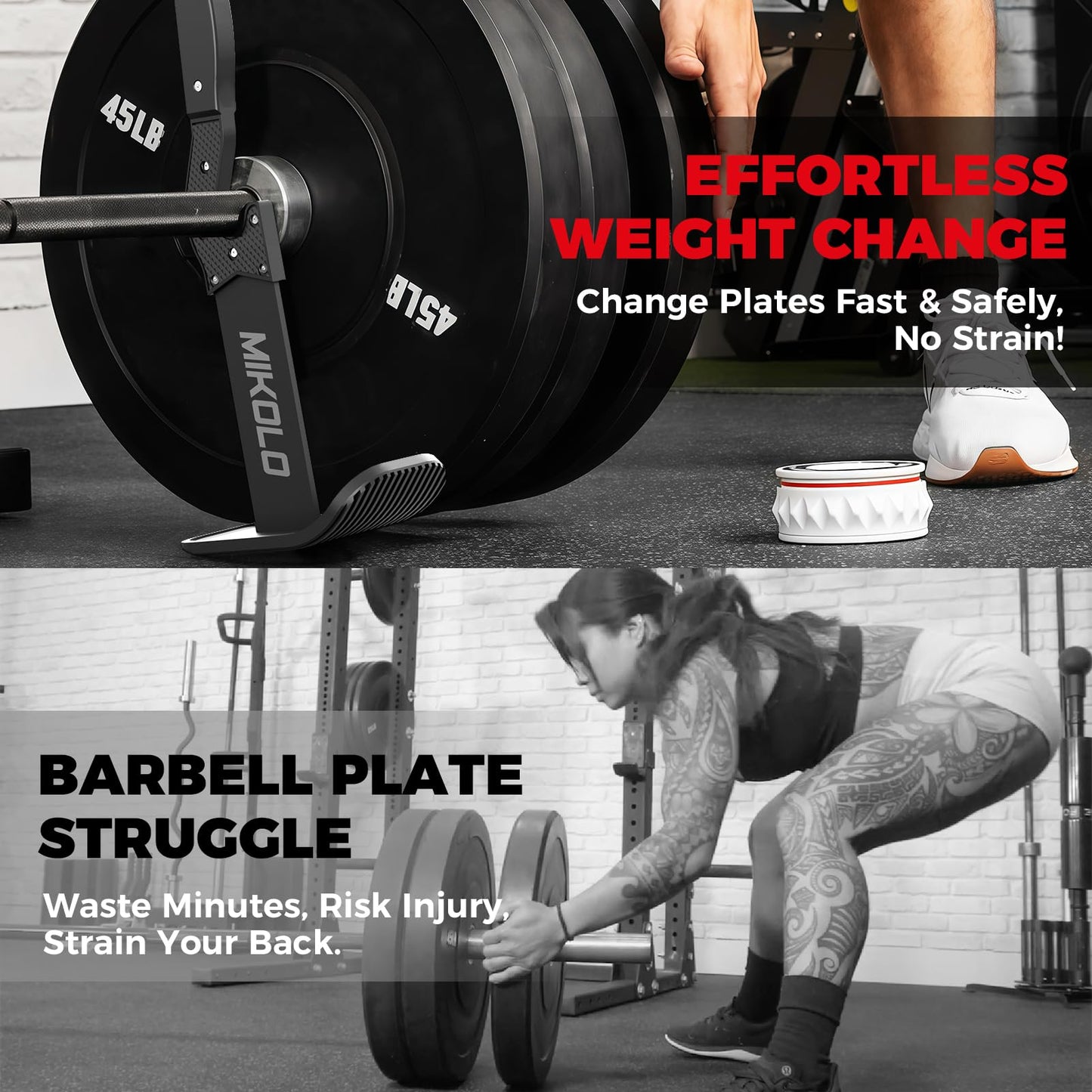 Mikolo Deadlift Jack Barbell Jack Unload 660LB Barbell Stand with No-Slip Handle for Loading & Unloading Weight Plates for Deadlift Exercise, Weight Training