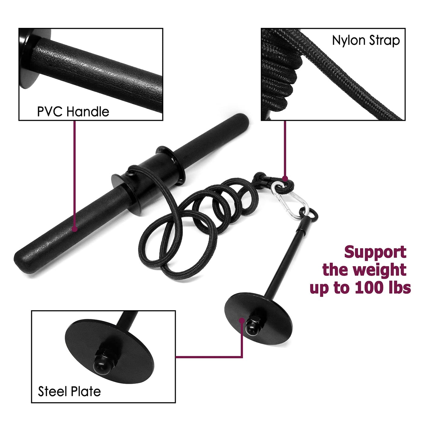 A2ZCARE Wrist and Forearm Blaster – Wrist Roller and Forearm Roller - Perfect for Strength Training and Workout – Fit 1-inch Standard Weight Plates (PVC Handle)