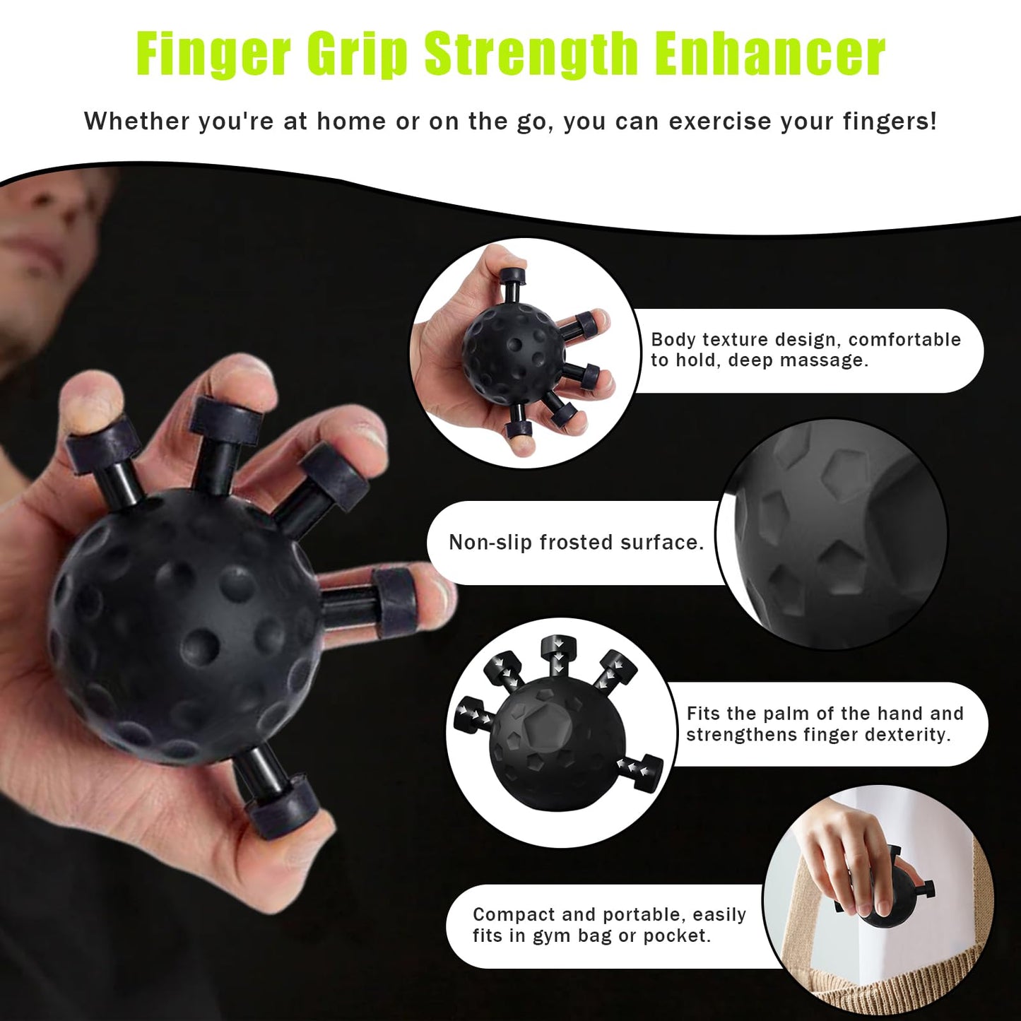 Xanadued Finger Grip Strengthener, Finger Strength Trainer, Grip Strength Trainer Ball, Adjustable Hand Grip Strengthener, Silicone Grip Strength Trainer