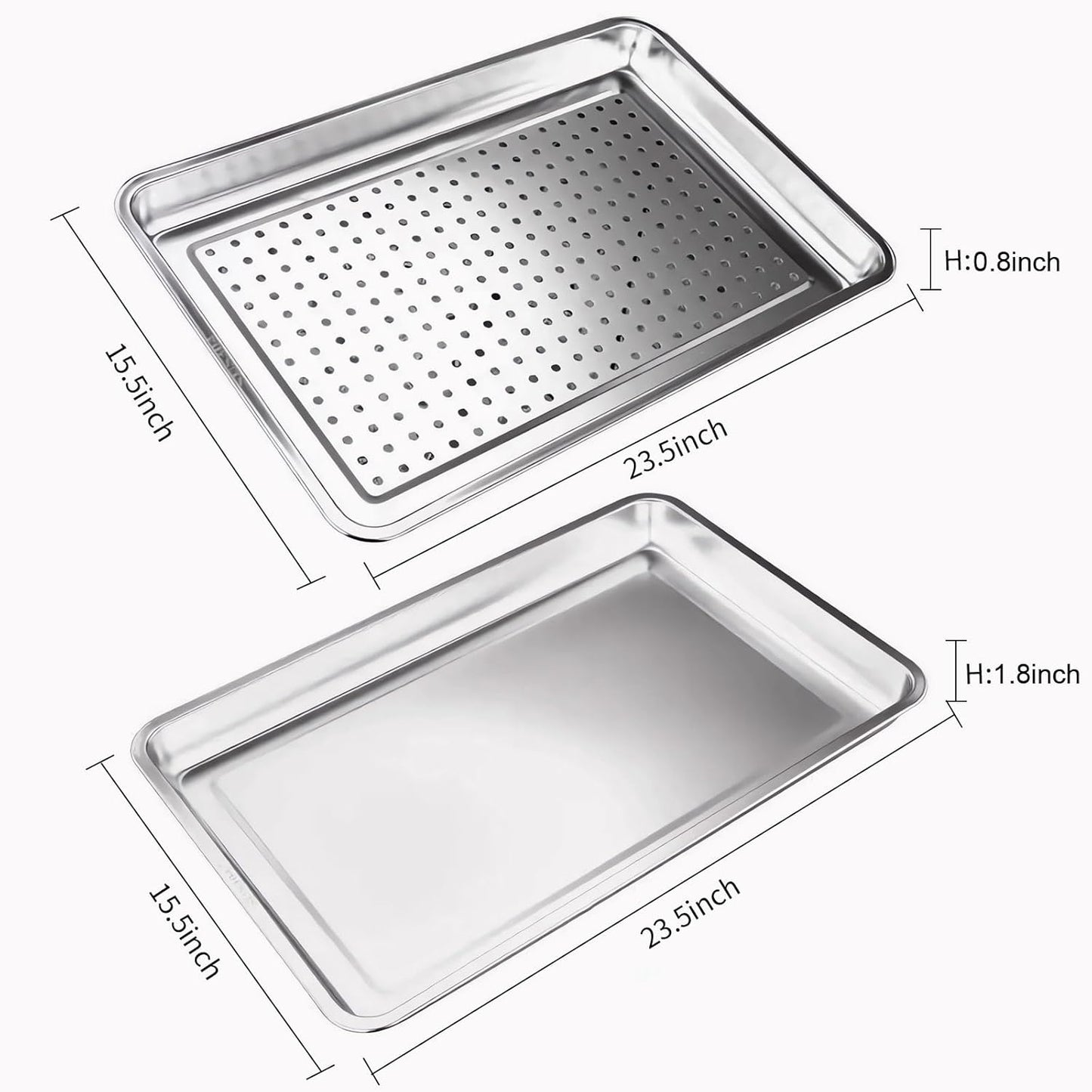 Regine Switzerland Extra Large 304 Stainless Steel Baking Pan Set - 2-Pack Non-Toxic Bakeware | Solid & Perforated Pans