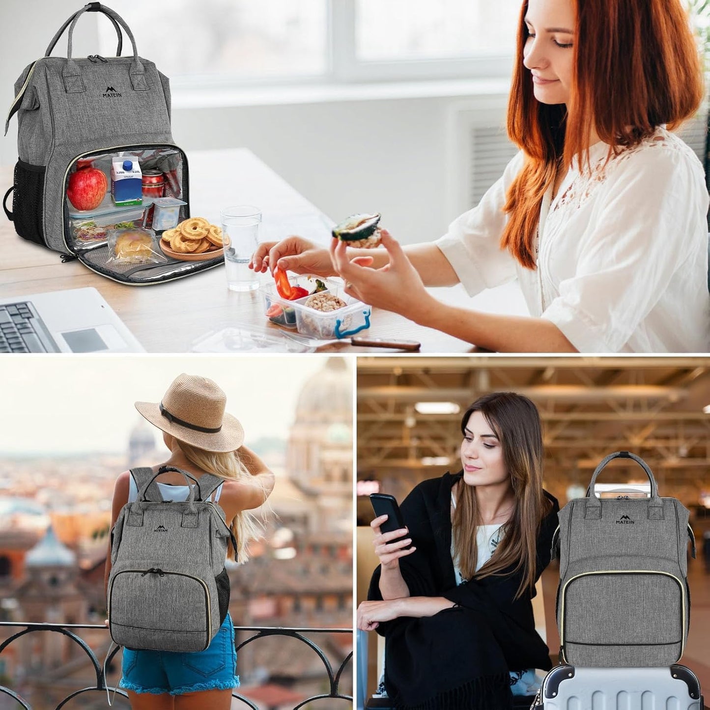 Backpack 15.6 Inch Backpack Backpacks MATEIN Lunch for Women, Laptop with Lunch Compartment, Lightweight Work