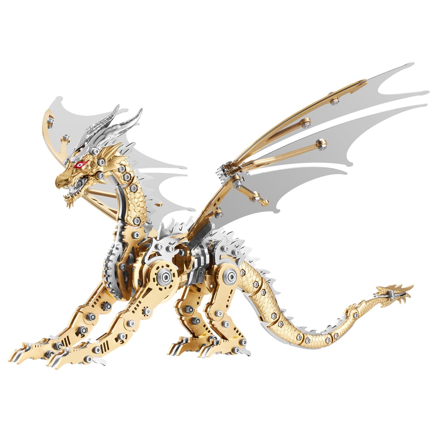 LONGPIN 3D Model Kits for Adults,Metal Dragon Puzzle Building Set,Collectible Mechanical Engineering Crafts for Home Office Decoration & Gift(Golden)