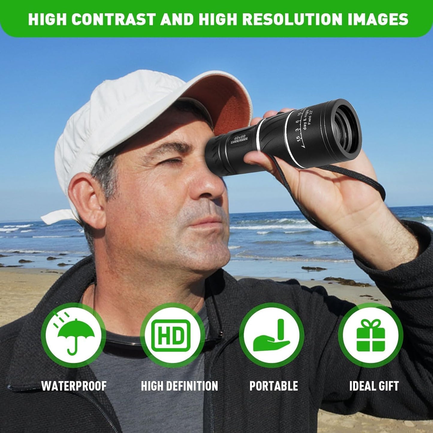 Sihea 16X52 BAK4 Mini Monocular Telescope High Powered for Adults, Birthday Gifts for Men Dad Him Husband Teen Boys
