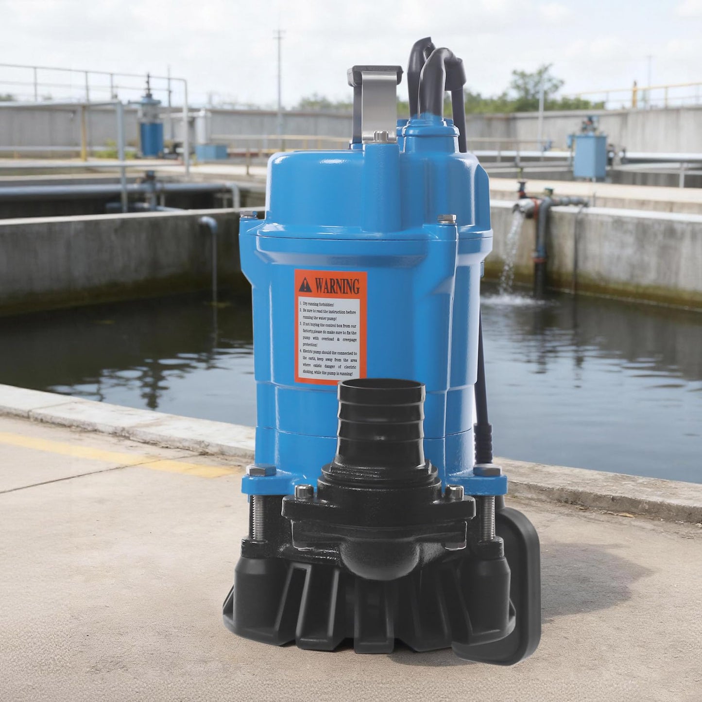 Submersible Trash Pump, 550W, Submersible Sump Sewage Pump, 49.21 ft Max Lift, 4226 Gal/h Q MAX, 3420rpm, for Pools, Garden, Pond, Basement, Flooded Area (Blue, 550W)