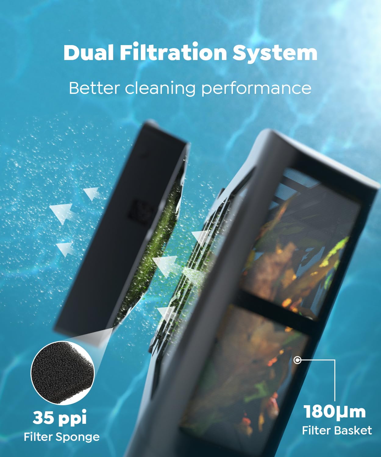 C1 Robotic Pool Cleaner with 180 Mins, Pool Vacuum for Inground Ground Pools up to 1615 sq.ft, Smart Routing, Wall Climbing, Dual Filtration, with APP, Multi-Mode Cleaning (Pearl White)