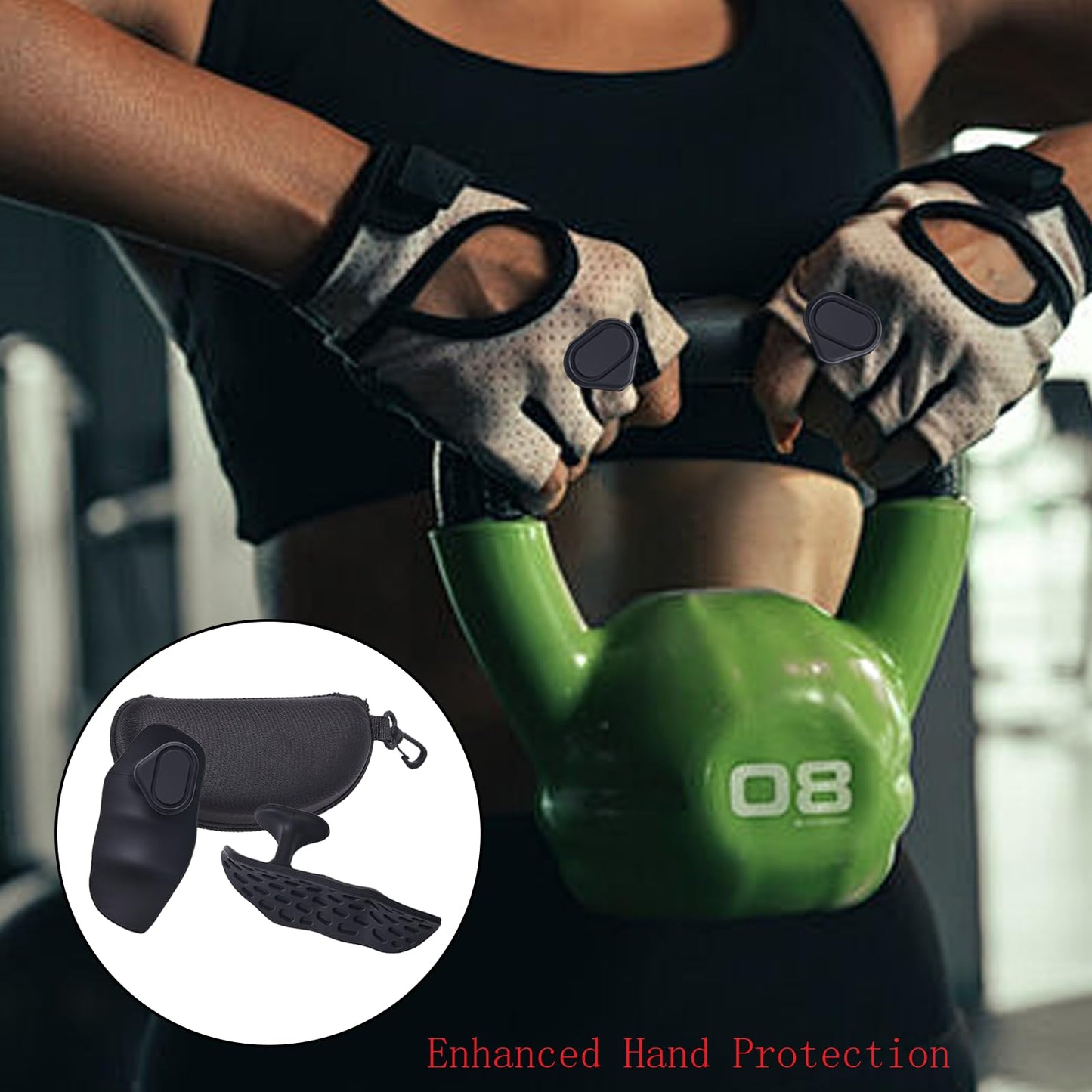 Yizerel Anti-Slip Workout Rubber Weight Grips, Ergonomic Rubber Hand Protector Gloves for Weight Lifting Palm Protection, Anti-Slip Gym Grips for Pull-Ups Training and Exercise Men Women, 2 Pairs