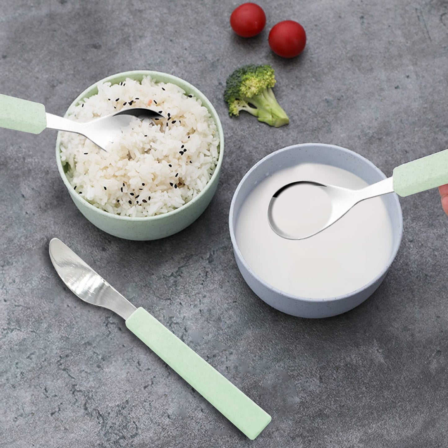 VANRA 3-Piece Children Utensils Set 18/10 Stainless Steel Child Flatware Set Silverware Knife Spoon Fork Set with Travel Case for Kids Lunch Box