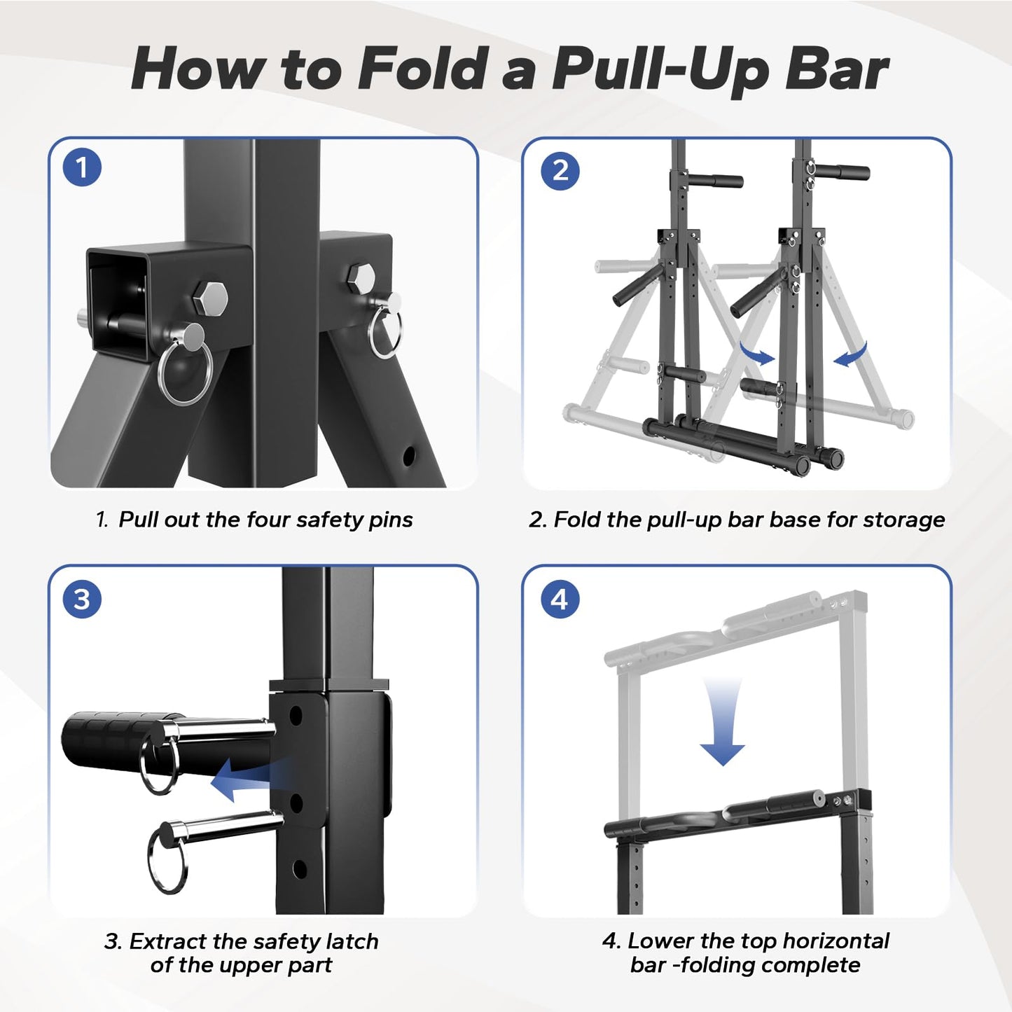 Foldable Pull Up Bar Free Standing, Strength Training Pull-up Bars Adjustable Pull Up Station, Power Tower Pull Up Bar MultiFunction Pull Up Dip Station Workout Equipment For Home Gym Support 480 LBS