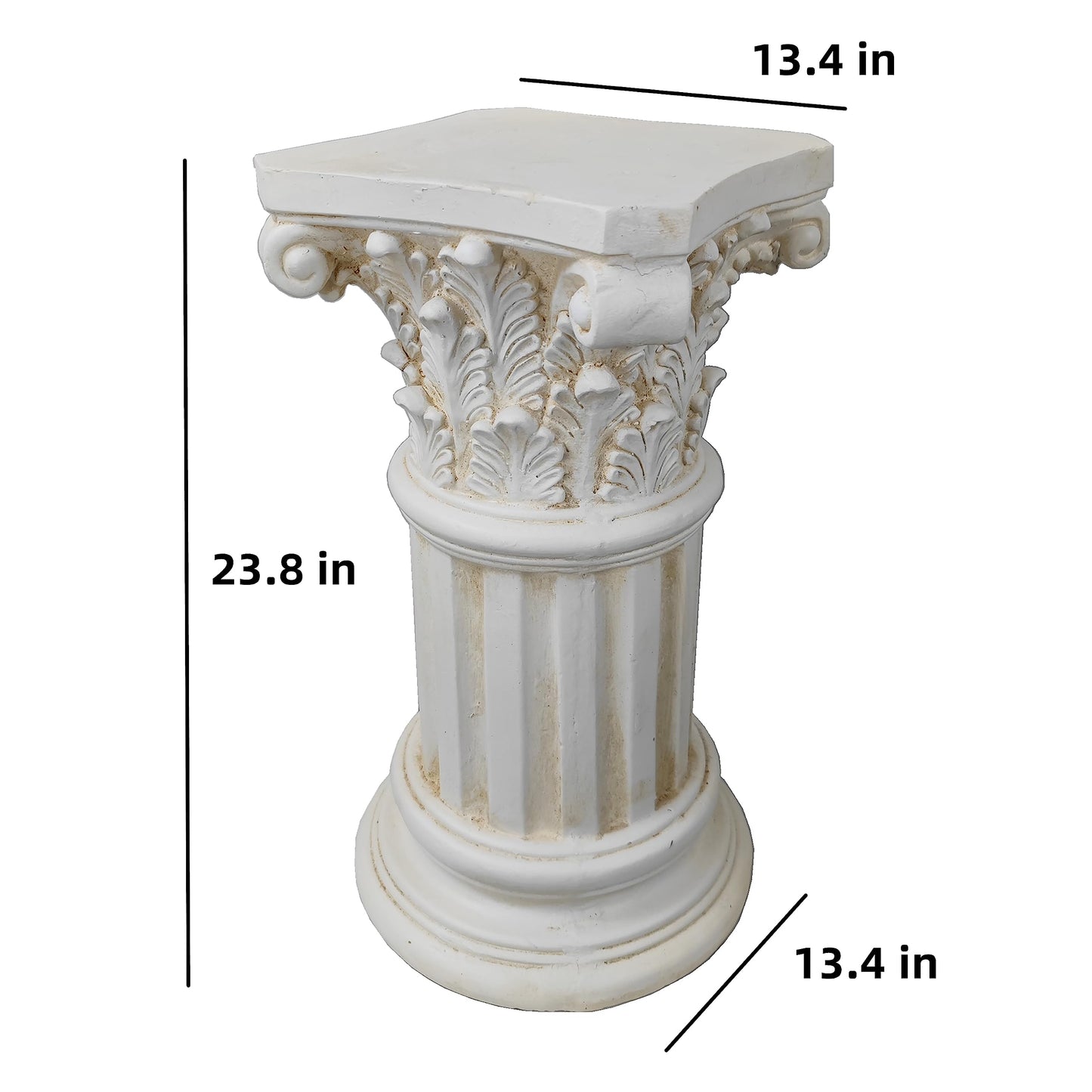 Exquisite Magnesium Oxide Corinthian Greek Column Pillar with Stand Base Pedestal for Indoor Outdoor Garden Backyard Courtyard Patio Office Decor23.9’’High,White