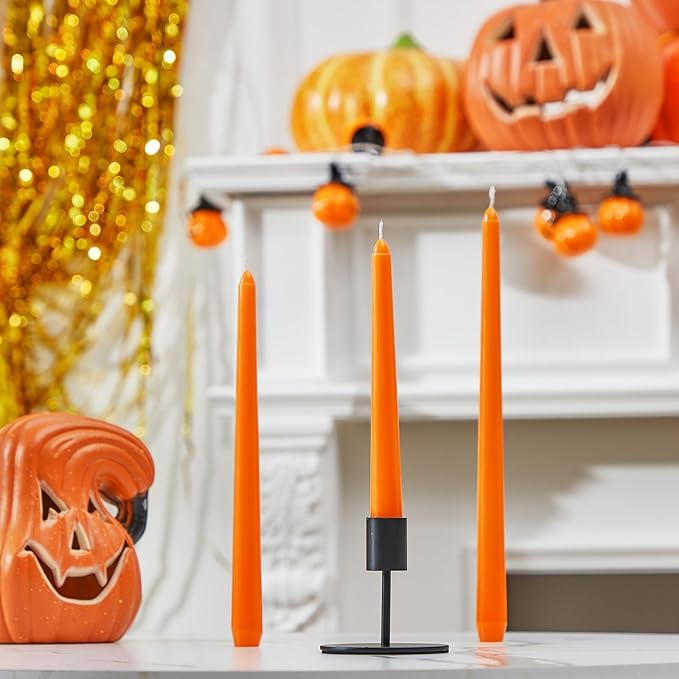 MTLEE Taper Candles 8/10/12 Multi Height Unscented Taper Candles 8 Burn Hours for Dinner Decorative Home Decoration Wedding Party Candlesticks(Orange,36)