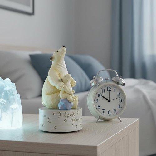 AIDLNS Polar Bear Music Box - Hand-Painted Keepsake Figurine | I Love You to the Moon and Back