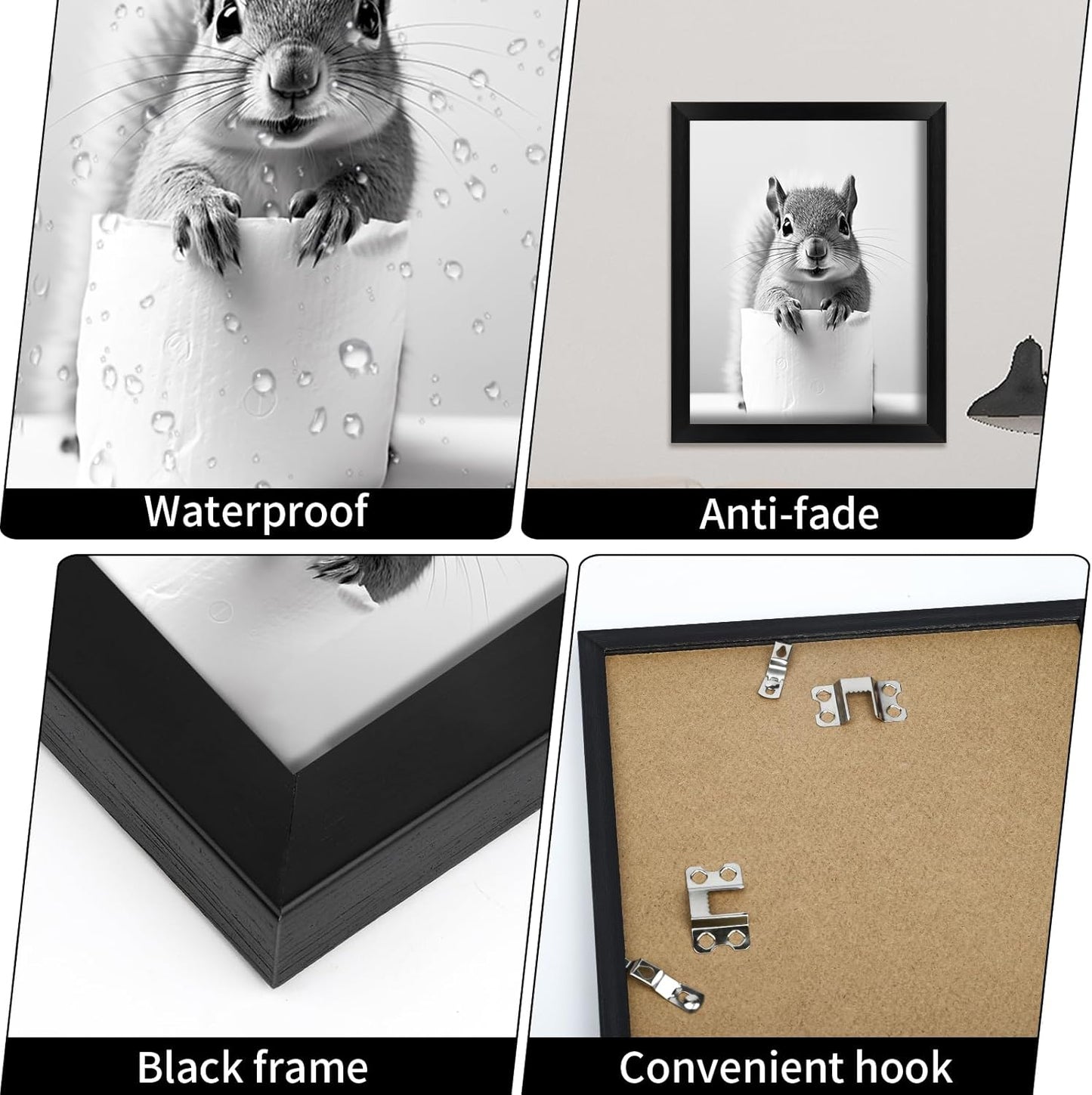 Regine Switzerland Funny Bathroom Art | Aesthetic Black and White Framed Wall Decor