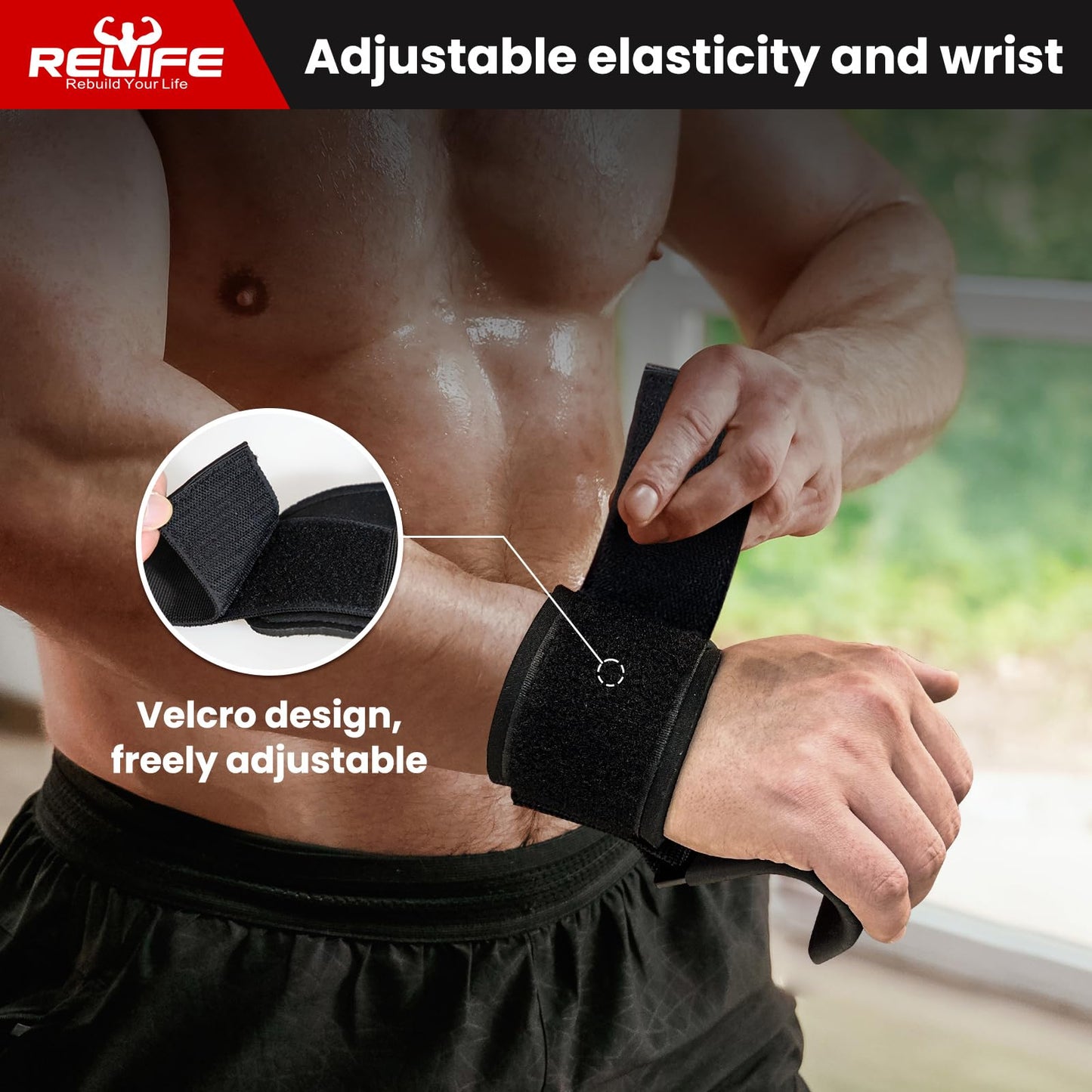 RELIFE REBUILD YOUR LIFE Lifting Hooks for Men and Women(Pair), Pull Up Straps, Gym Reapers Lifting Wrist Grips, Heavy Powerlifting, Lifting Hooks for Weight Lifting Black