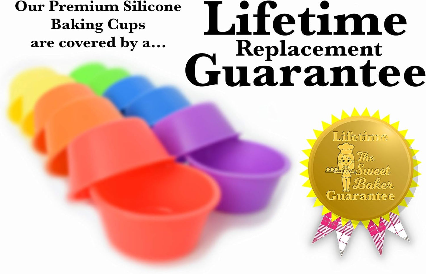 Professional Silicone Baking Cups - Premium 12 Piece Set | Reusable BPA-Free Cupcake & Muffin Pans