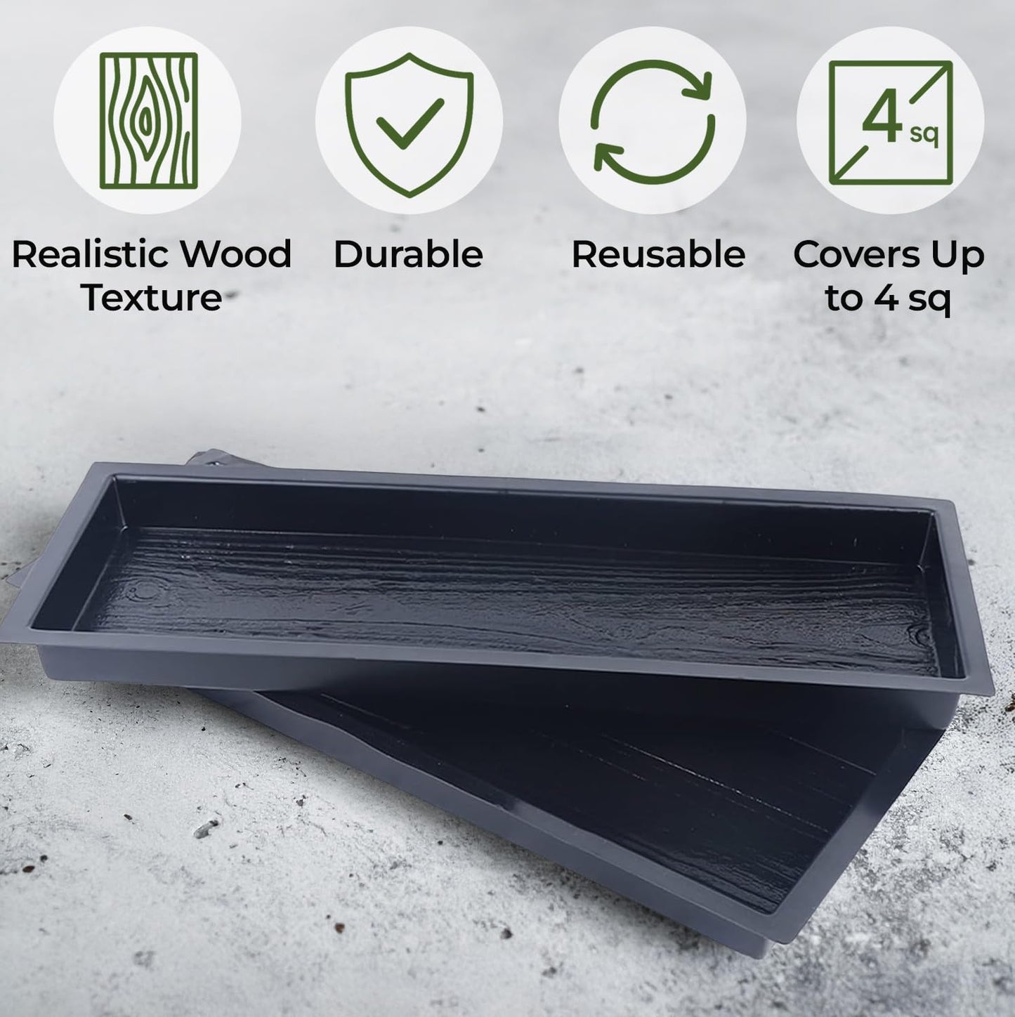 BETONEX Big DIY Precast Concrete Molds 2 pcs Wooden Pavers Cement Paver Mold - Pathmaker ii Mold Hormigon Molde - Paving Stone Molds for Concrete - DIY Stepping Stone Forms
