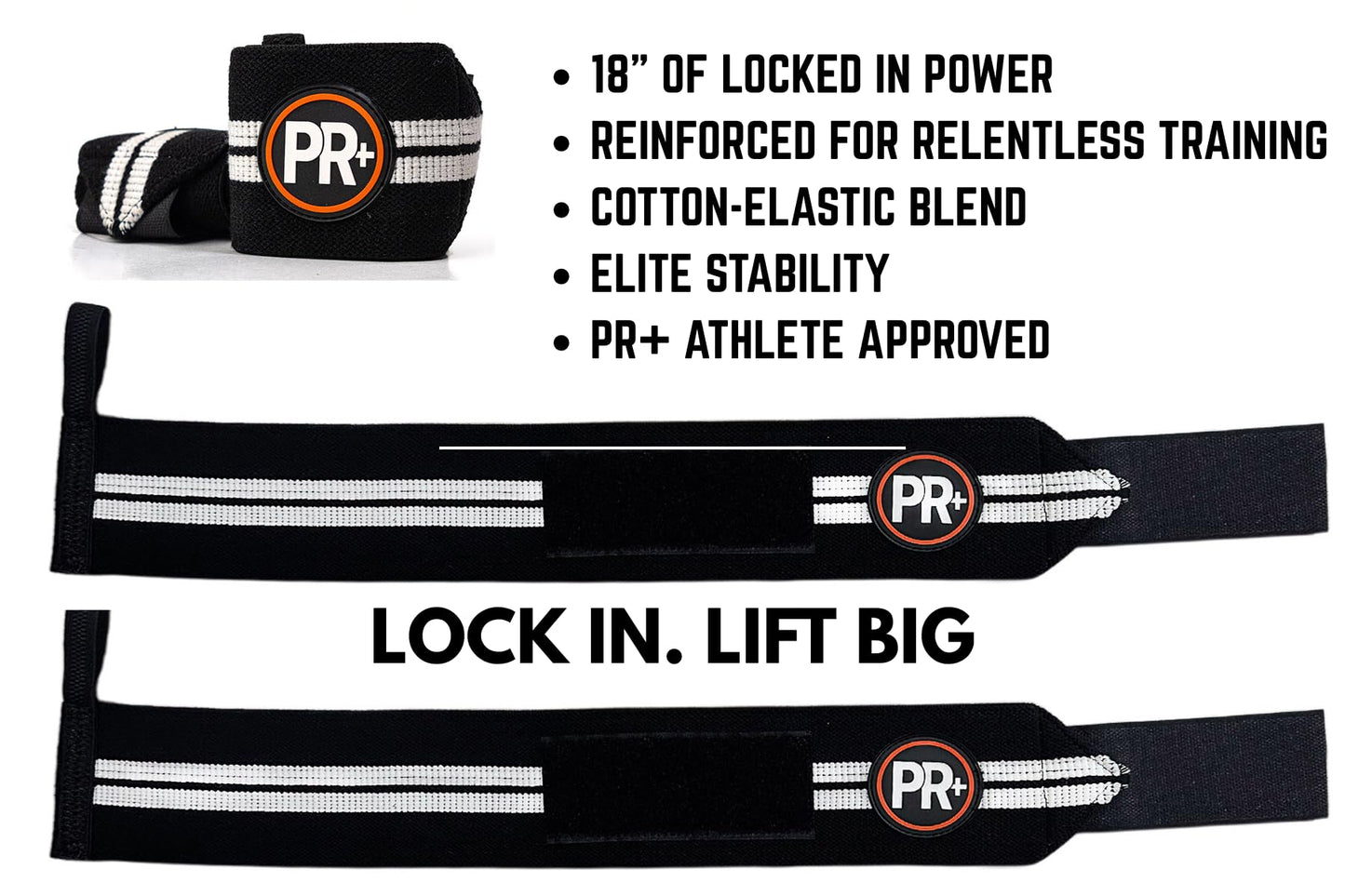 PR+ Triple Layer Chalk Free No Hole Gymnastics Grips + 18" Lifting Wrist Wraps Set – Hand otection & Wrist Support for Crossfit, Cross Training, Weightlifting, WOD (Medium)