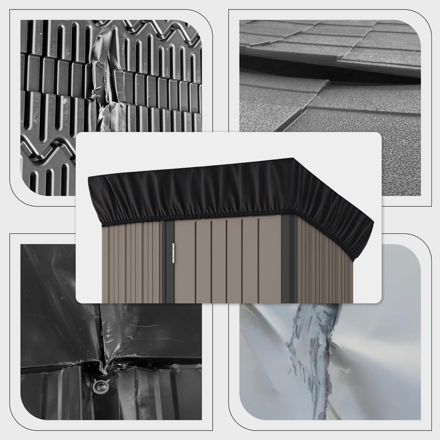 5x3Ft Outdoor Storage Shed Cover & Metal Garden Shed Cover - 640D Oxford Fabric, Weatherproof, Dustproof, Elastic Hem for Secure Fit, Includes 8 Reinforced Silicone Corner Guards (Cover Only)