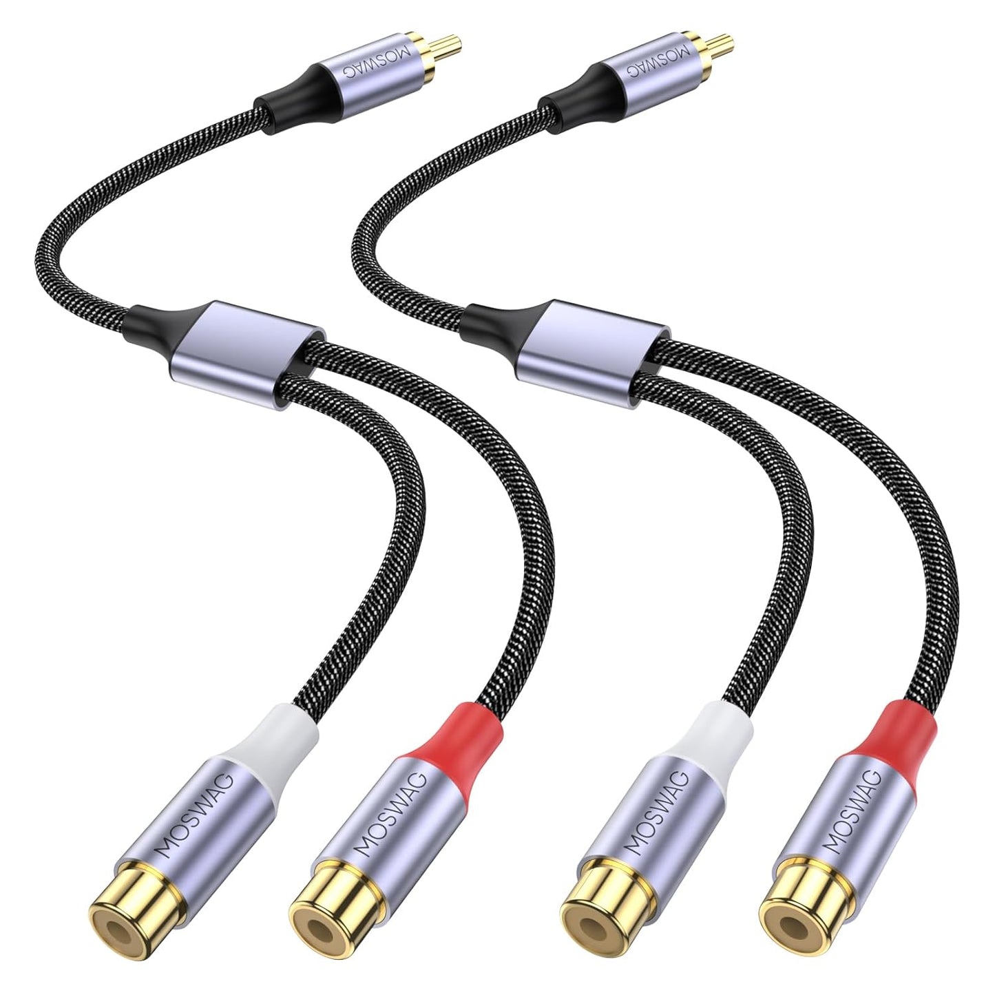 1 2 MOSWAG Male to Female, RCA Y Splitter RCA Cable Audio Video Splitter Adapter Extension Cord Compatible