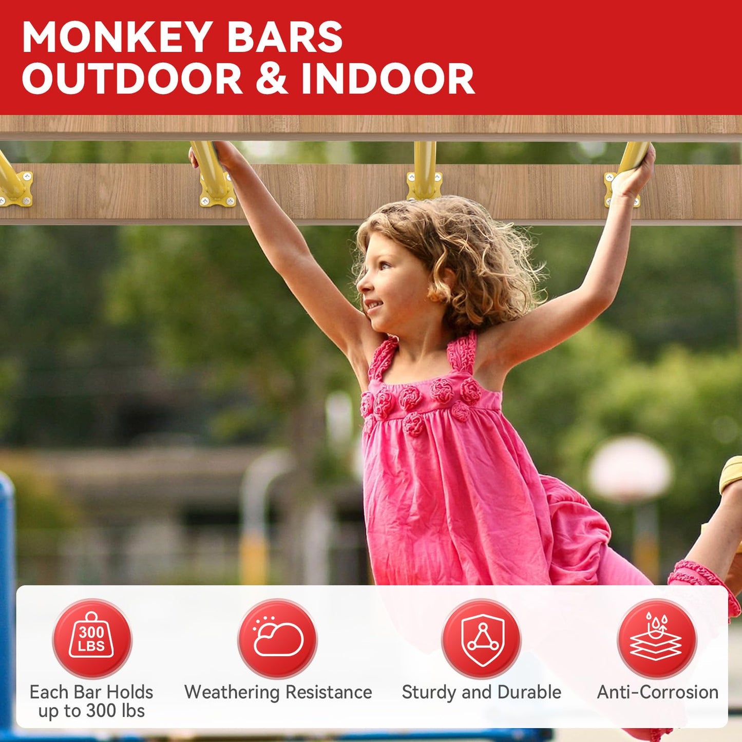 SUNSHINE FARMRE 16.5 Inch Monkey Bars Kit Playground Monkey Bar Ladder Rungs for Backyard Indoor Outdoor Metal Monkey Bars Swing Set Playset Accessories (Yellow, 12 Pcs)