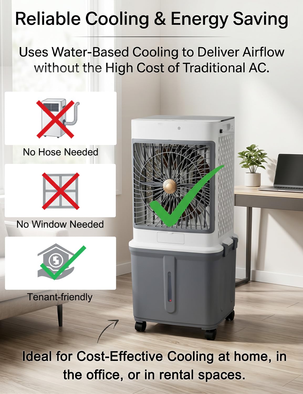 Portable Air Conditioners, Swamp Cooler Portable AC Unit for Room,Windowless Cooling Fan That Blow Cold Air with 10GAL Detachable Tank,Evaporative Air Cooler for Outdoor Indoor Garage Restaurant Patio