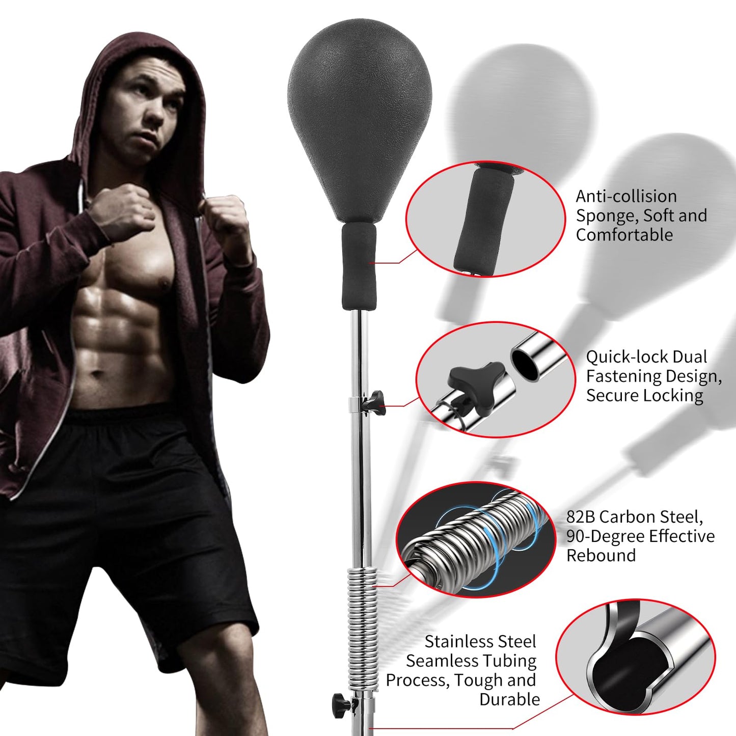 MidFerry Punching Bag for Adults and Kids - Height Adjustable Suction Cup Base Boxing Bag with Stand, Boxing Equipment Fitness, Reflex Bag Speed Bag for Training