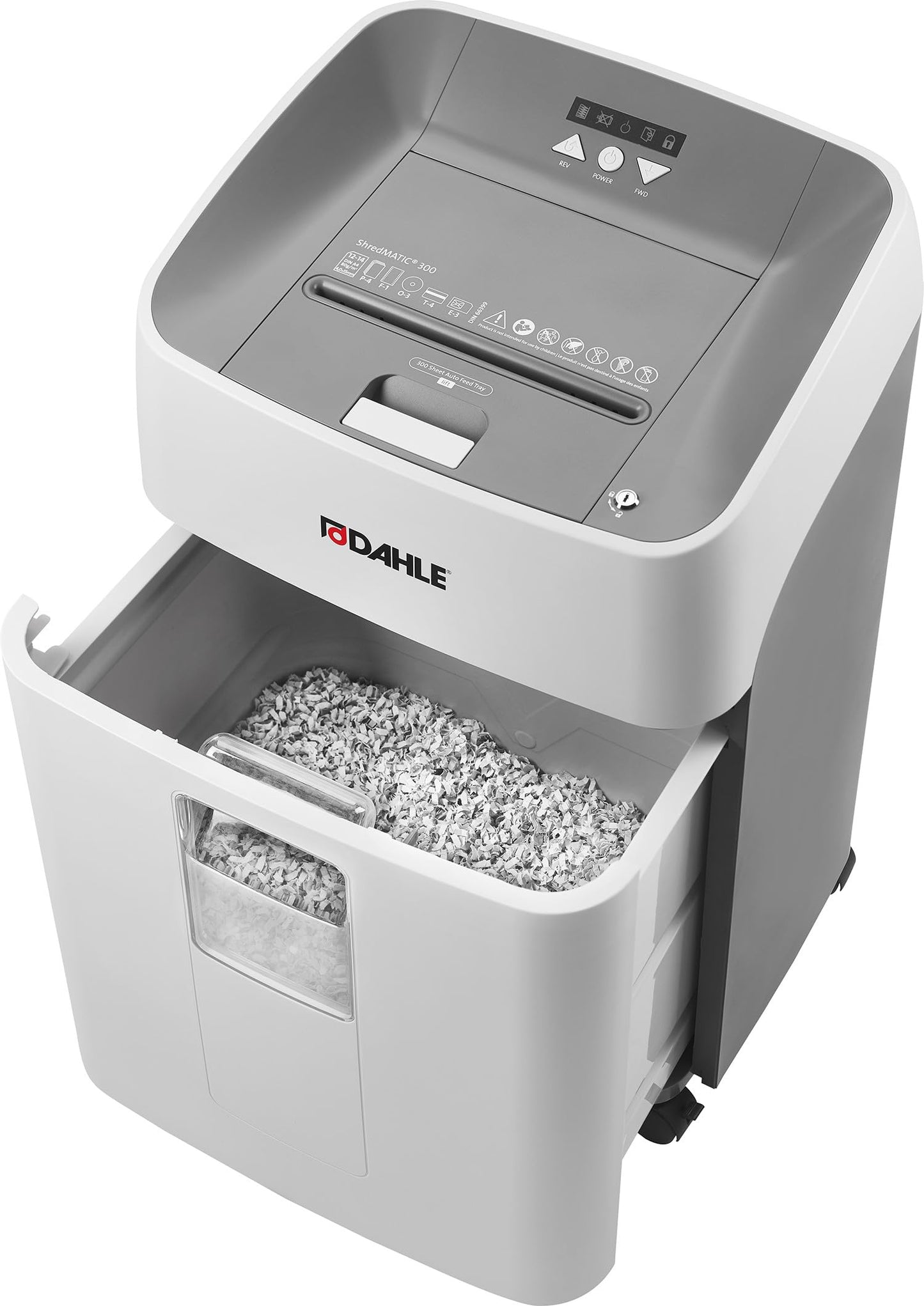 Dahle ShredMATIC SM 300 Auto Feed Paper Shredder, 300-Sheet Capacity, Cross-Cut, P-4 Security, Jam-Free & Oil-Free, Shreds CDs, Credit Cards, Staples & Paper Clips, German Engineered