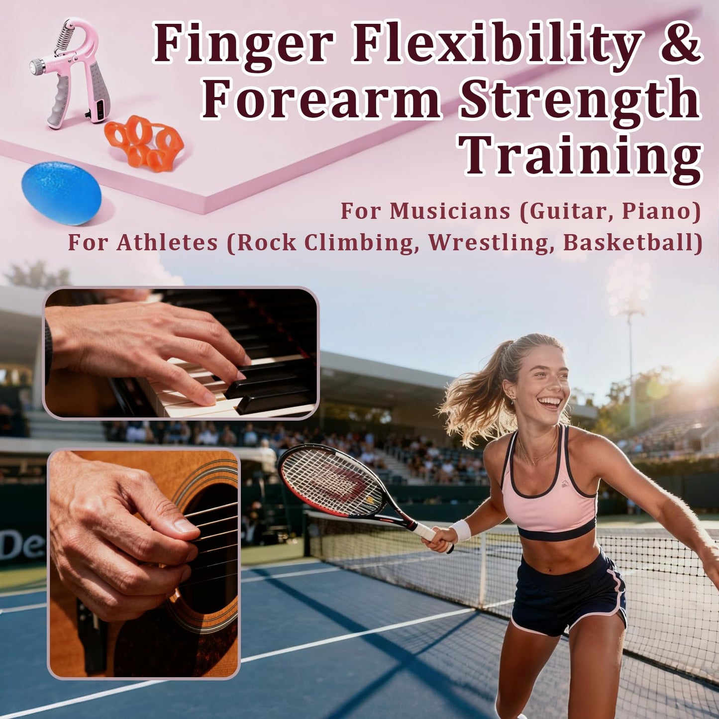 CYFIE Grip Strength Trainer Kit with Adjustable Resistance 10-132 Lbs, Hand Grip Strengthener, Finger Strengthener, Stress Relief Ball, Forearm Strengthener, Ideal for Athletes and Physical Therapy