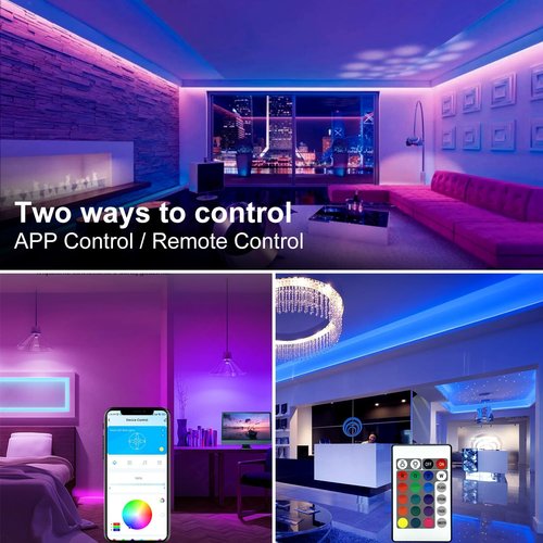 DAYBETTER LED Strip Lights - 130ft RGB Lighting for Bedroom & Desk | Remote Control & 24V Power Supply