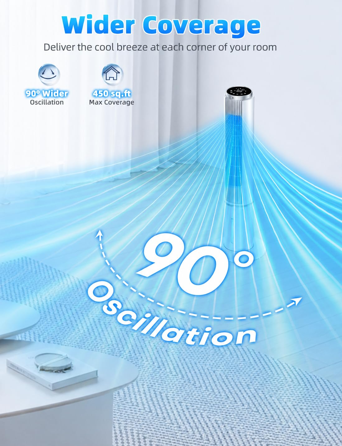 COOLECH 42 INCH Portable Swamp Cooler Air Conditioner w/4 Modes & 3 Speeds, 1-Gal Tank for 15H Cooling Evaporative Air Cooler, 12H Timer, Remote, 90° Oscillating Windowless Air Conditioner for Bedroom