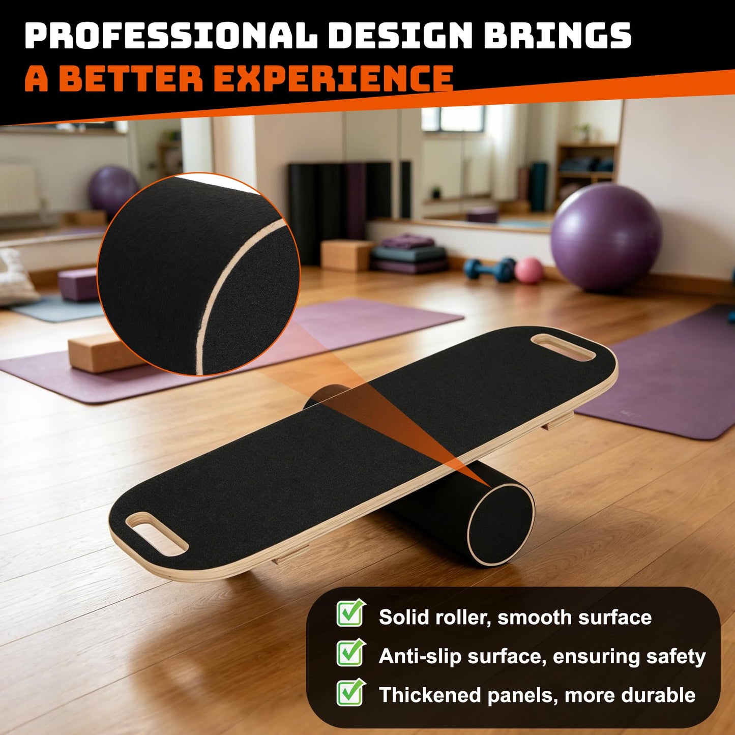 Balance Boards for Adults, Adjustable Surf Balance Board Trainer, Wooden Balance Board with Roller, Training Core&Balance Abilities Balance Board Trainer, Surf Trainer & Physical Therapy