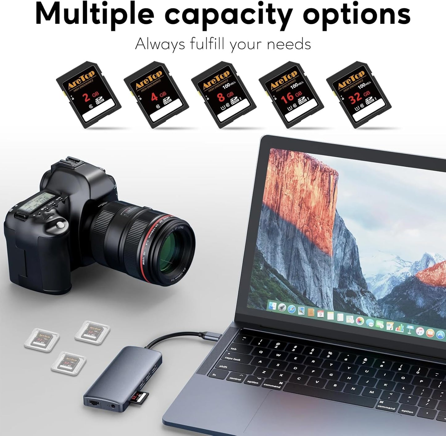 AreTop 2GB, 5 Pack 6 5 Pack 2GB SD Card Class SDHC Memory Card, Full HD Video Secure Digital Cards for Cameras, DSLR