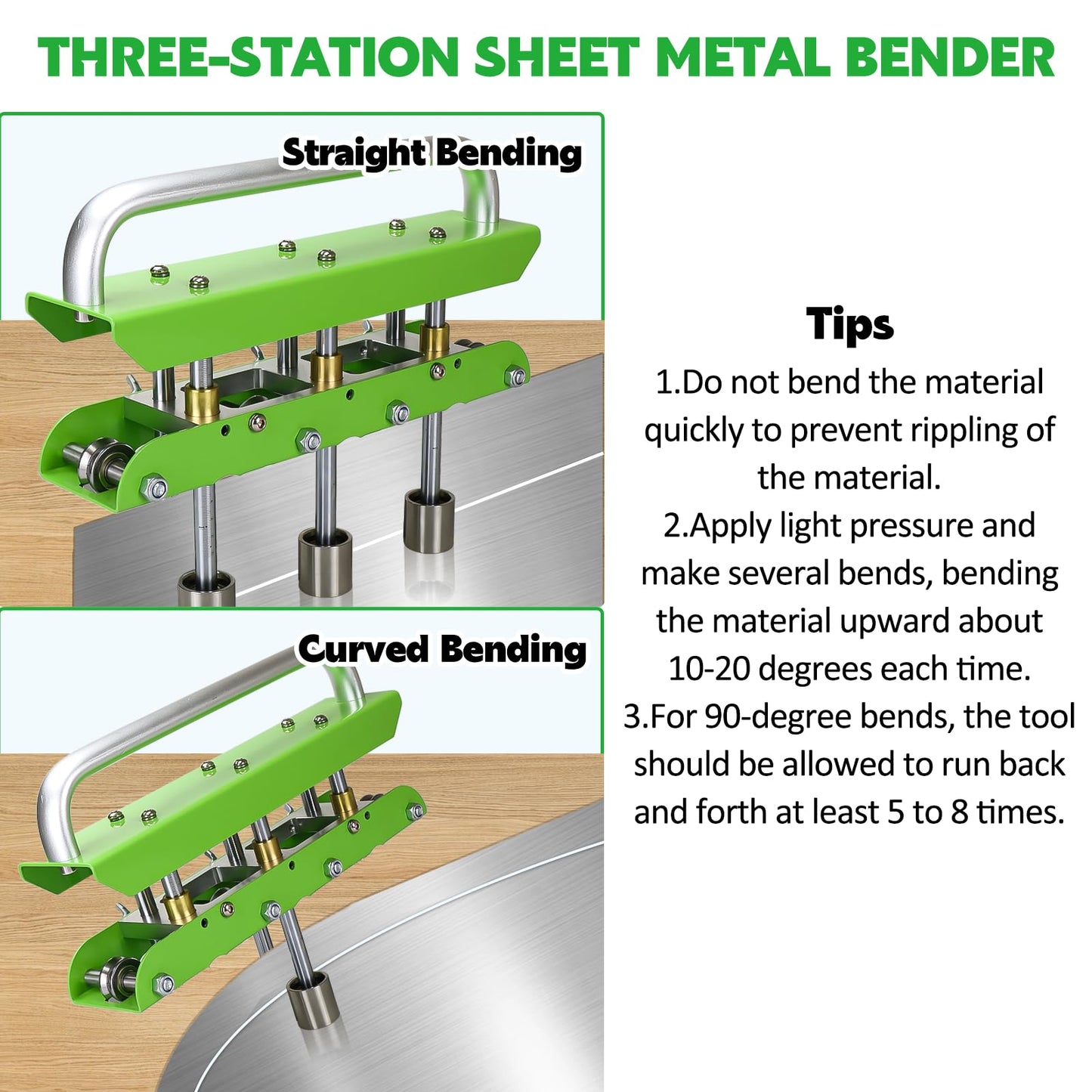 Three-Station Edge Roller Bender 0-90°Bending Angle Adjustable for 29 to 22-Gauge Steel,Making 5/8" to 4" (16 to 102 mm) Bends Large Sheet Metal Bender