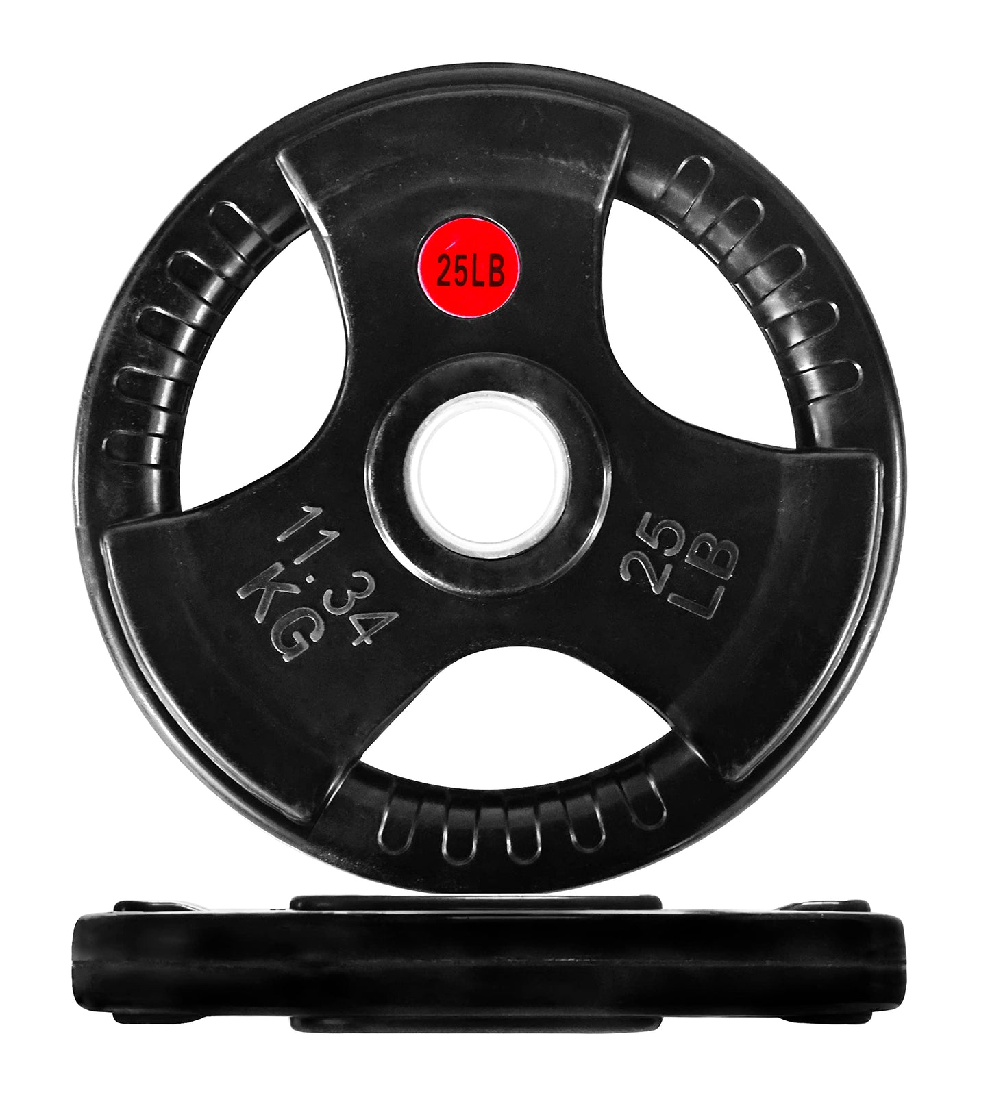 Olympic 2-Inch Cast Iron Plate Weight Plate for Strength Training and Weightlifting, Rubber Coated Style, 25LB Pair