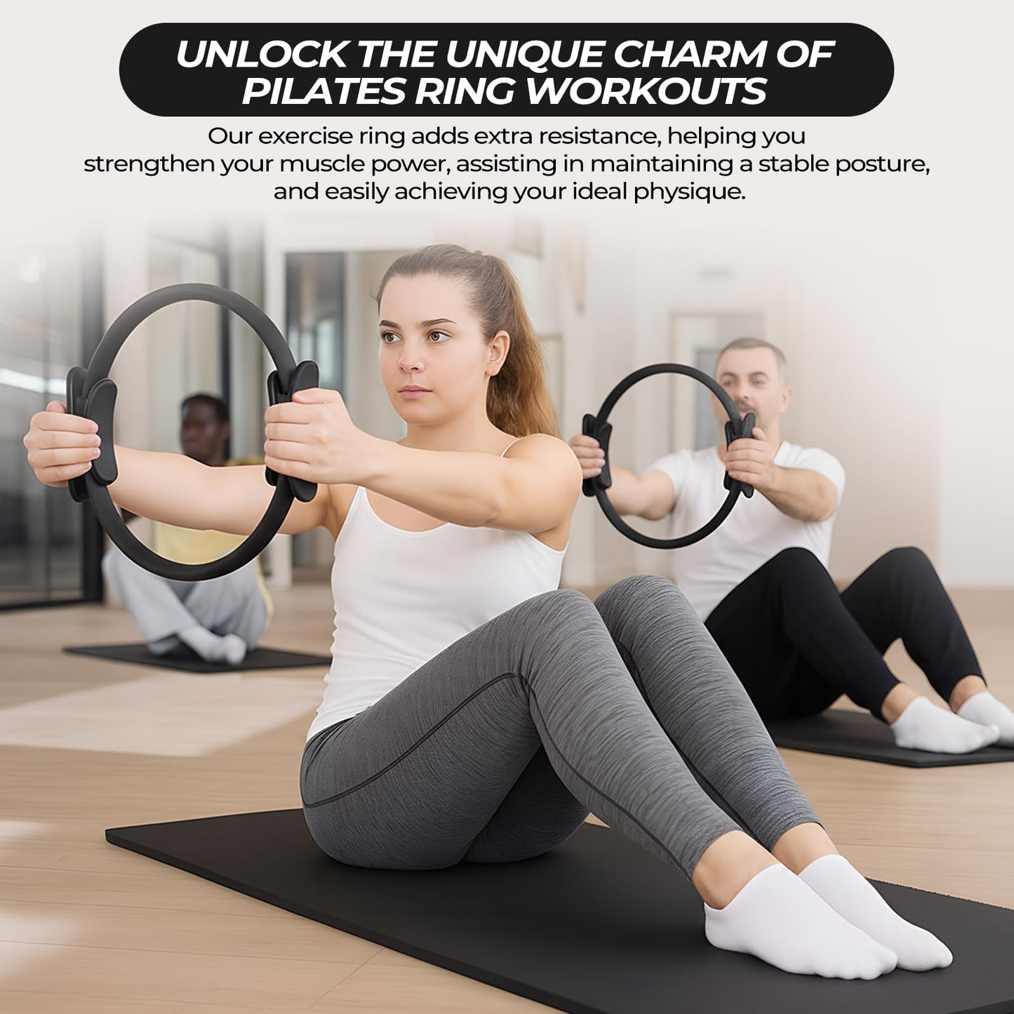 Seenelling 18 Pcs Pilates Ring and Ball Set with Resistance Bands Home Workout Pilates Equipment 11.8 Inch Magic Circle with Padded Handles, Mini Ball for Strength, Toning, Flexibility(Pink, Purple)