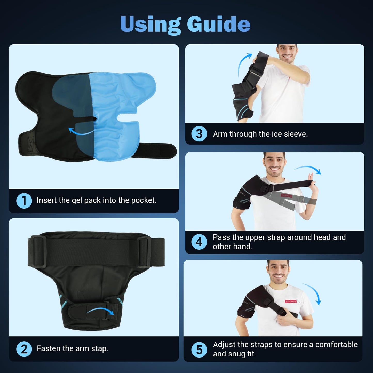 Comfytemp Shoulder Ice Pack Wrap Shoulder Brace, Gel Cold Compression Sleeve for Injuries Reusable Arm Rotator Cuff Pain Relief, Recovery Items for Women Men, 1 Gel Ice Pack
