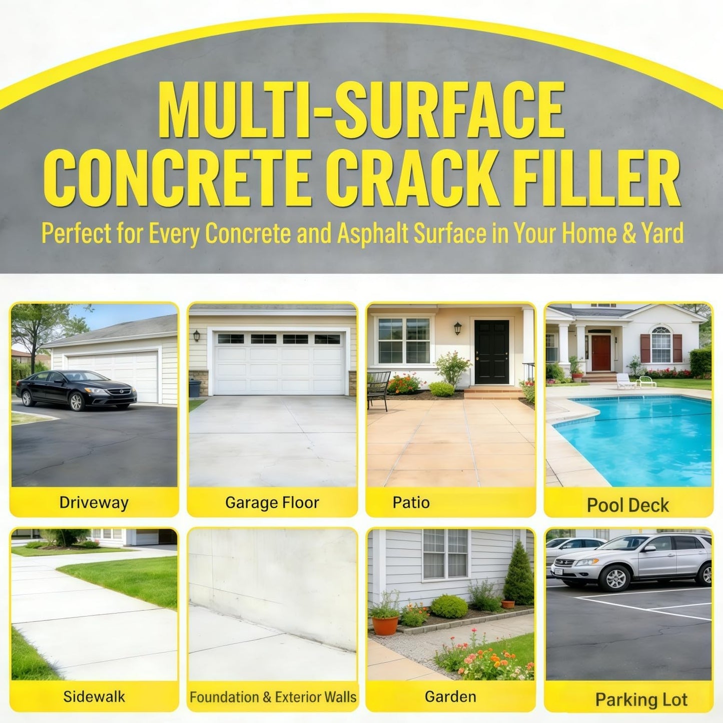 Concrete Cement Crack Filler Self-Leveling Sealant, Waterproof Fast-Drying Concrete Sealer Repair, Flexible Easy DIY Crack Seal Gule for Driveway, Sidewalk, Patio, Garage Floor, Asphal -2PC